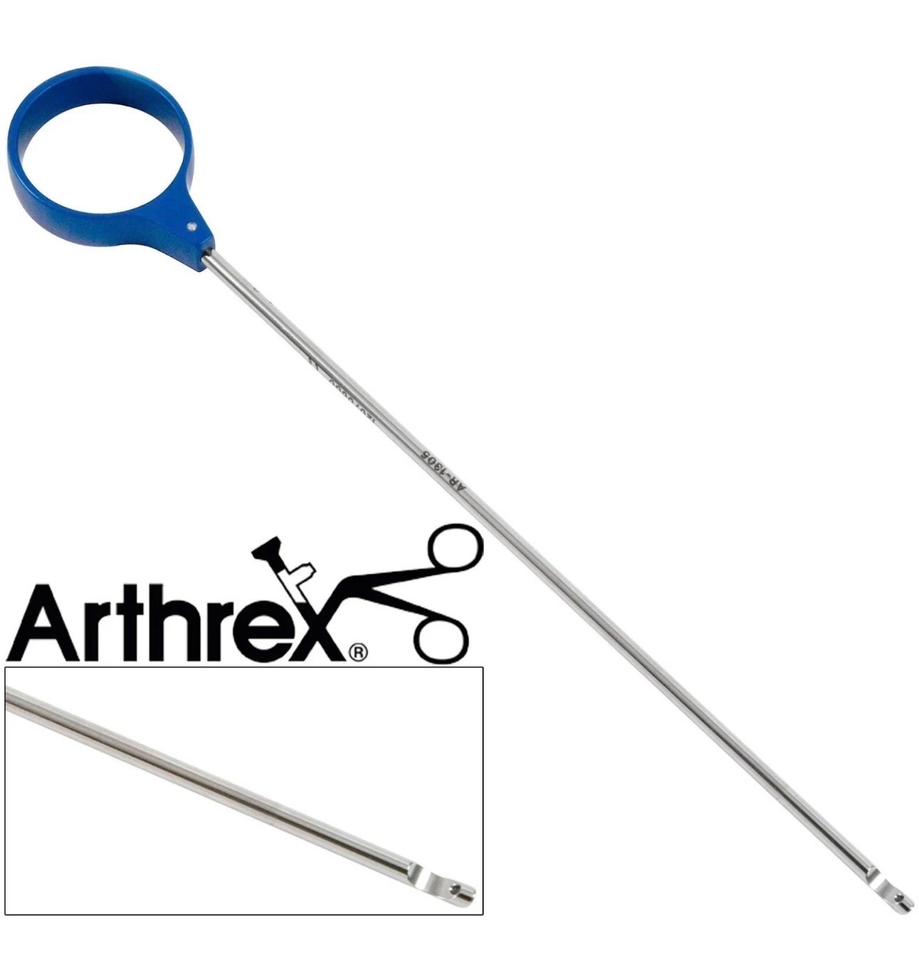 Arthrex AR-1305 Single Hole Knot Pusher With Closed End & Thumb Ring 8.25″