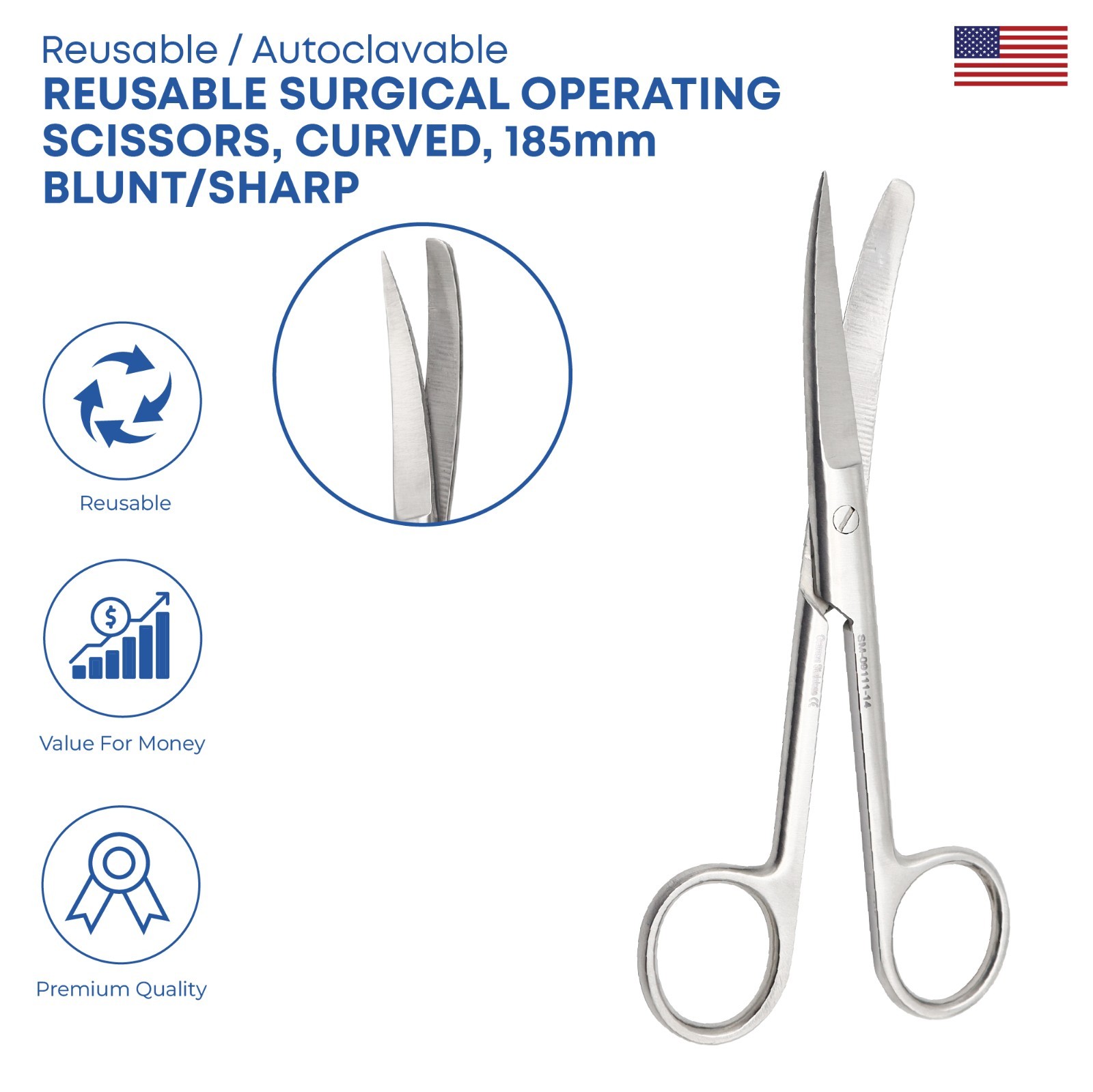 Premium Surgical Scissor Curved Blunt/Sharp Stainless Steel Surgical Instrument