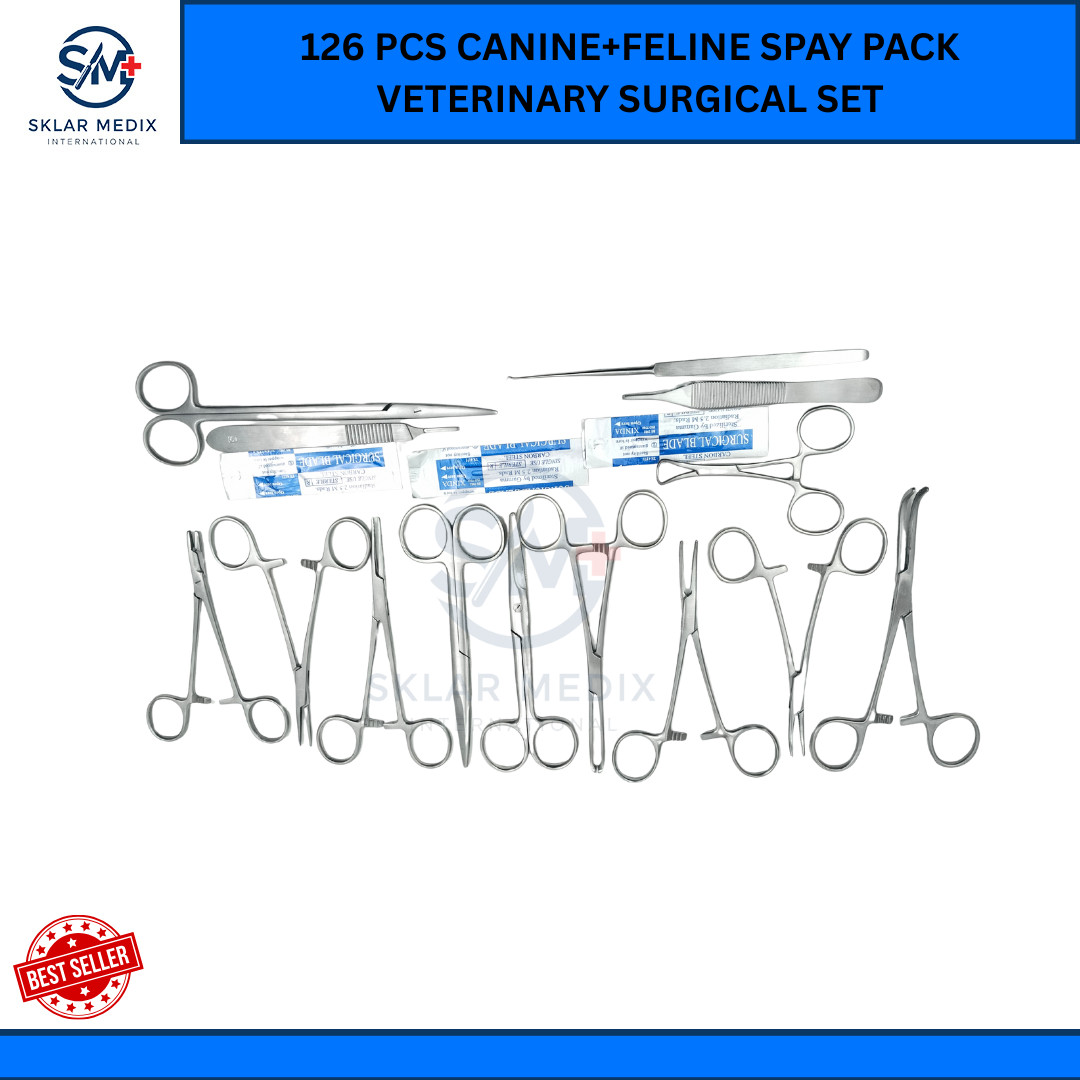 126 Pcs Veterinary Surgical Instrument Set Canine Feline Spay Pack Cat Dog Set