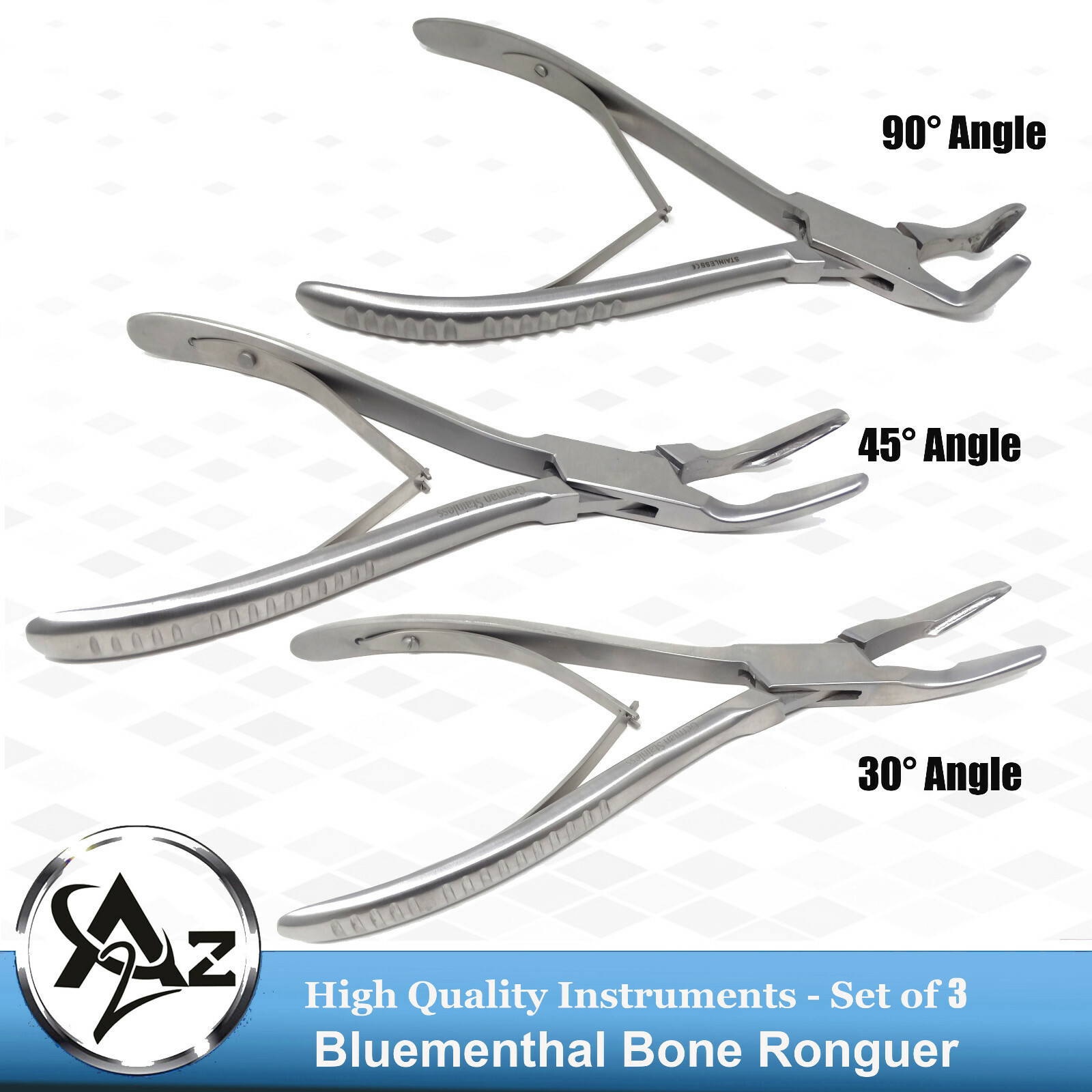 Lot of 3Pc Premium Grade Blumenthal Bone Rongeur 7” Surgical Dental Instruments