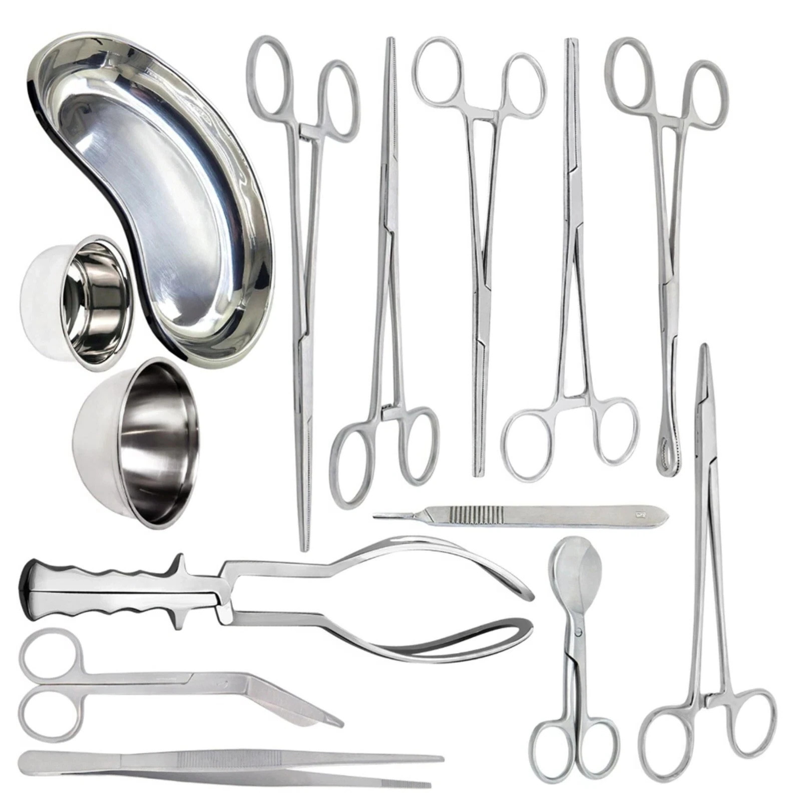 16 Pcs Basic Delivery Set Stainless Gynecology Surgical Instruments German Grade