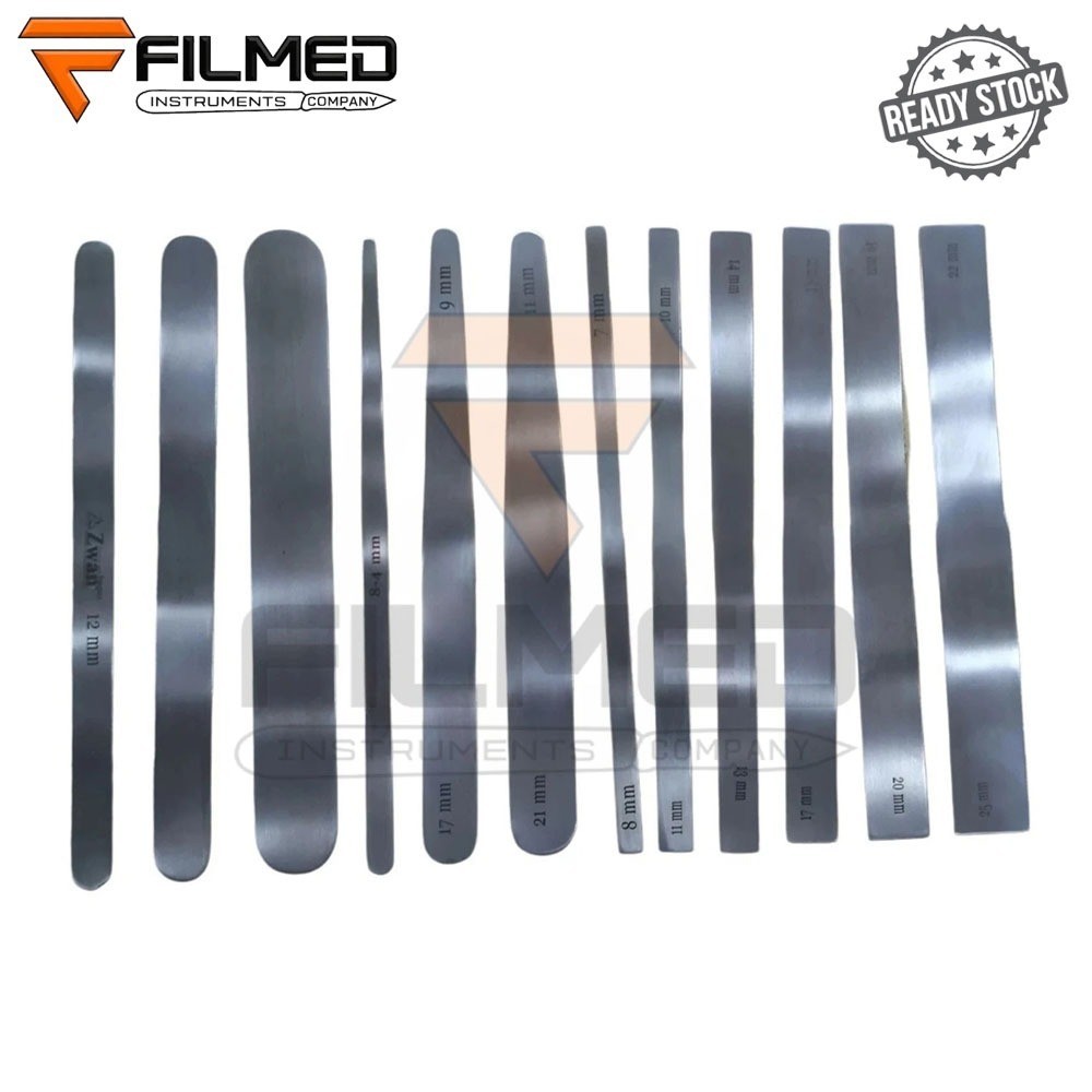Brain trauma neurosurgery SS non-magnetic spatula malleable set of 12pcs
