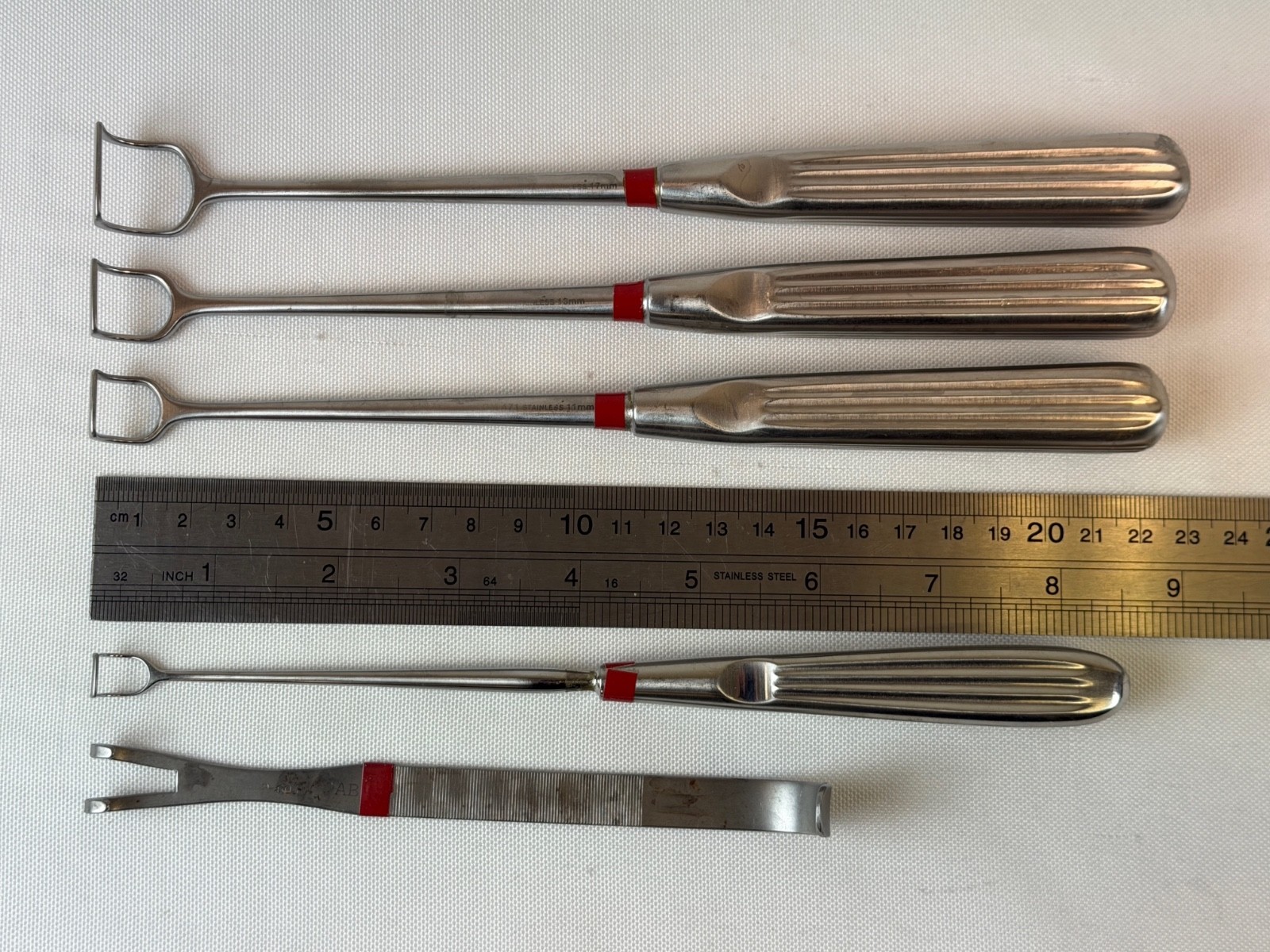 Set of 5 Aesculap OM471 17mm 13mm 11mm 8mm x 9″ Barnhill Adenoid Curettes ENT