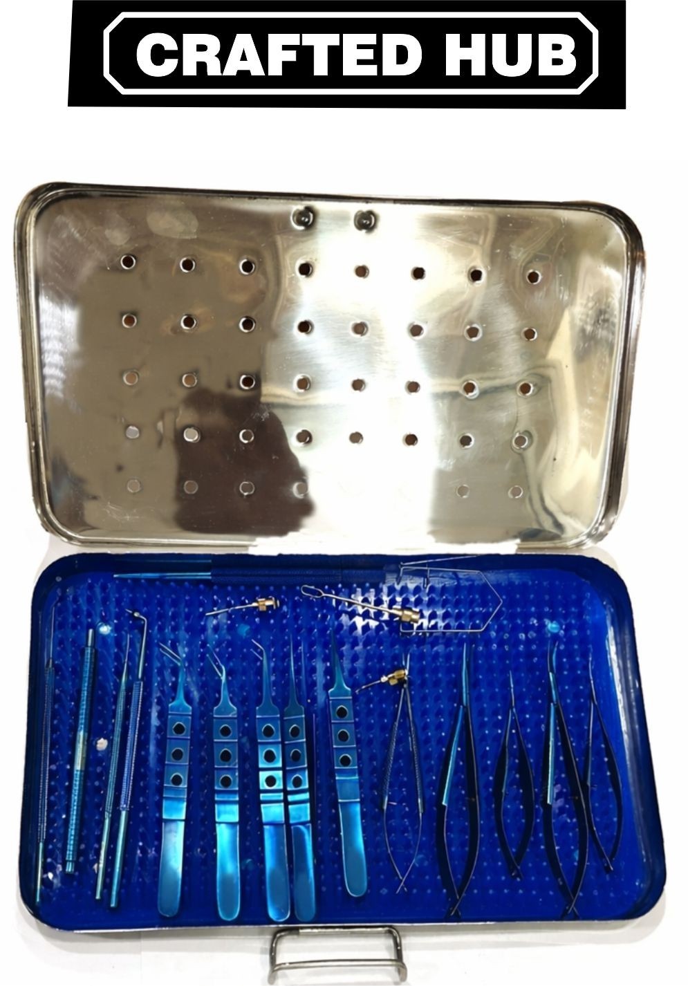 Eye Cataract Titanium Surgical Instruments Set 21 Pcs Ophthalmic Kit w/ Case