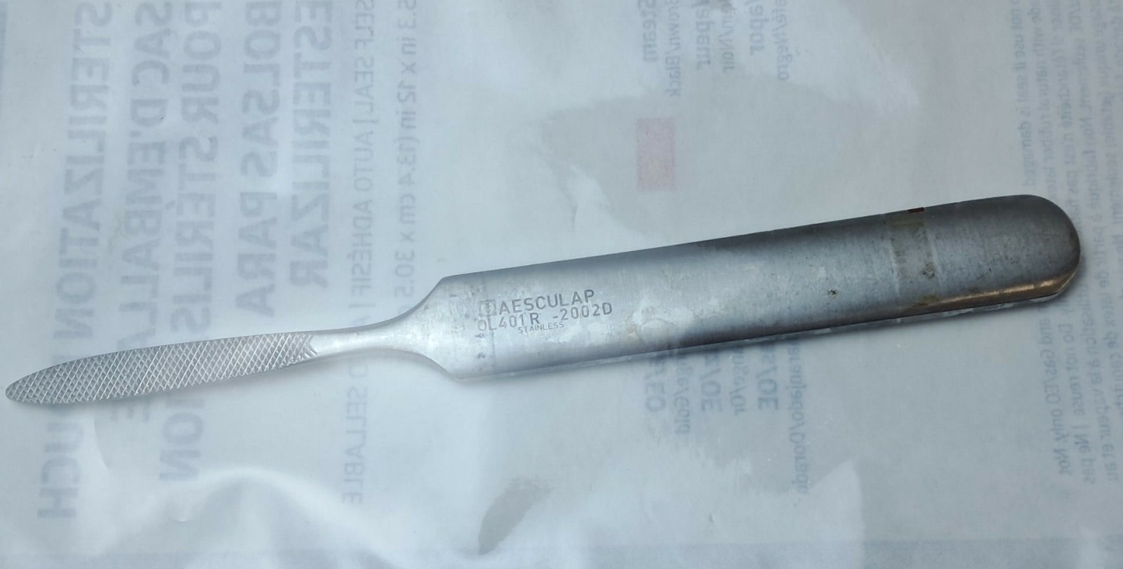 Aesculap OL401R, Joseph Bone Rasp, Straight, Serrated, 7.5mm, 165mm
