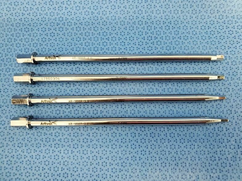 Lot of 4 Arthrex AR-1896R- 2.5mm, 3mm, 3.5mm, 4mm Orthopedic Hex Drivers