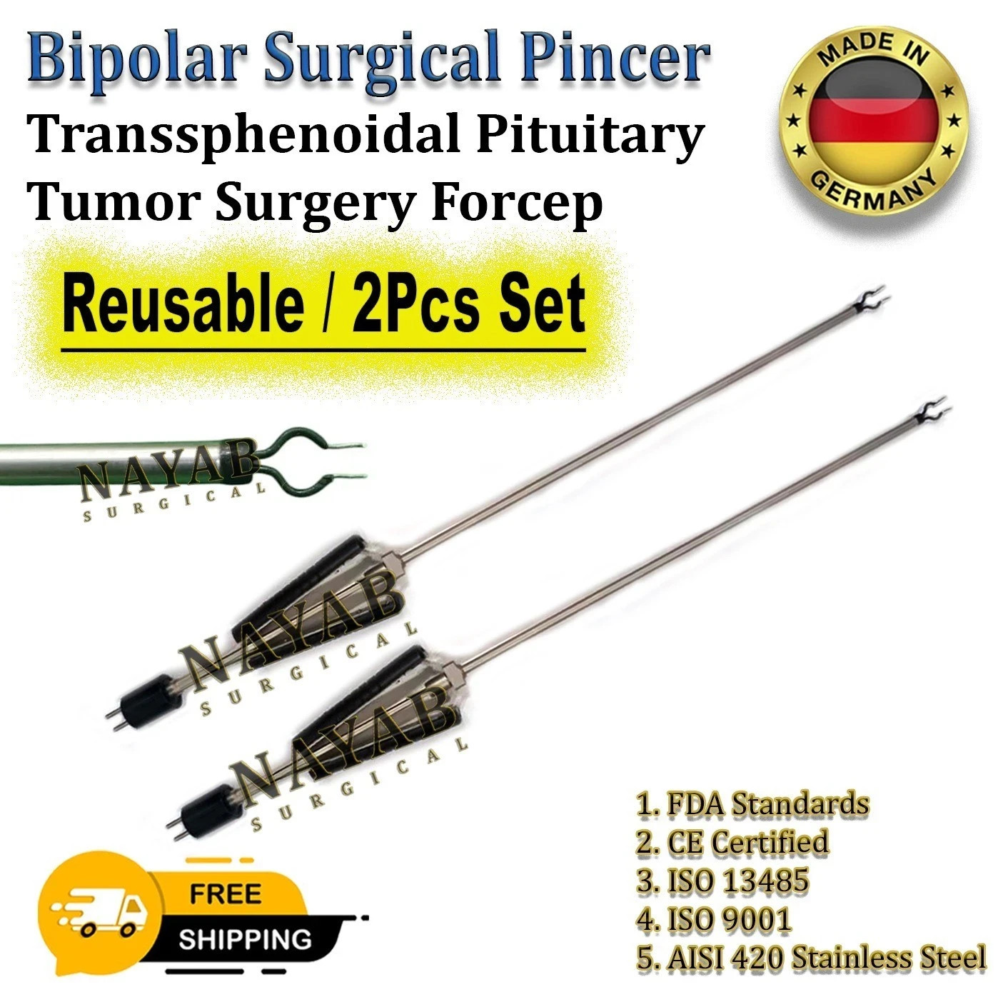 Bipolar Surgical Pincer for Transsphenoidal Pituitary Tumor Surgery – Reusable