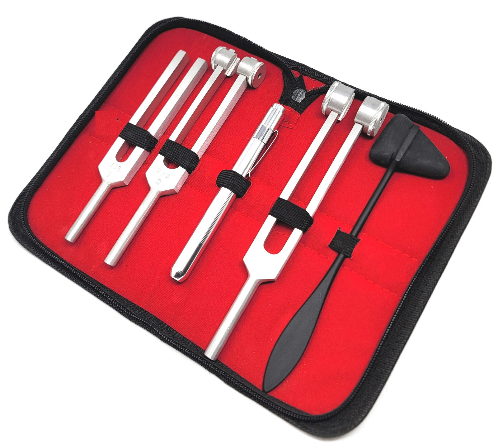 3 Tuning Fork Set Medical Surgical Physical Diagnostic Tools + Percussion Hammer