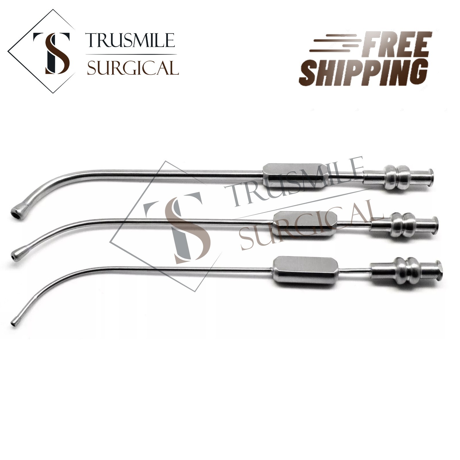 3 Pcs Dental Cannula Sinus Suction Tubes 2.5mm, 3mm & 4mm Surgical Instruments