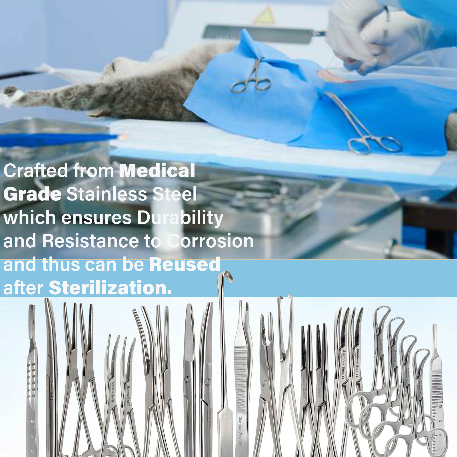 43 Pcs Bitch Spay Pack Kit Set Surgical Veterinary Instruments German Grade CE