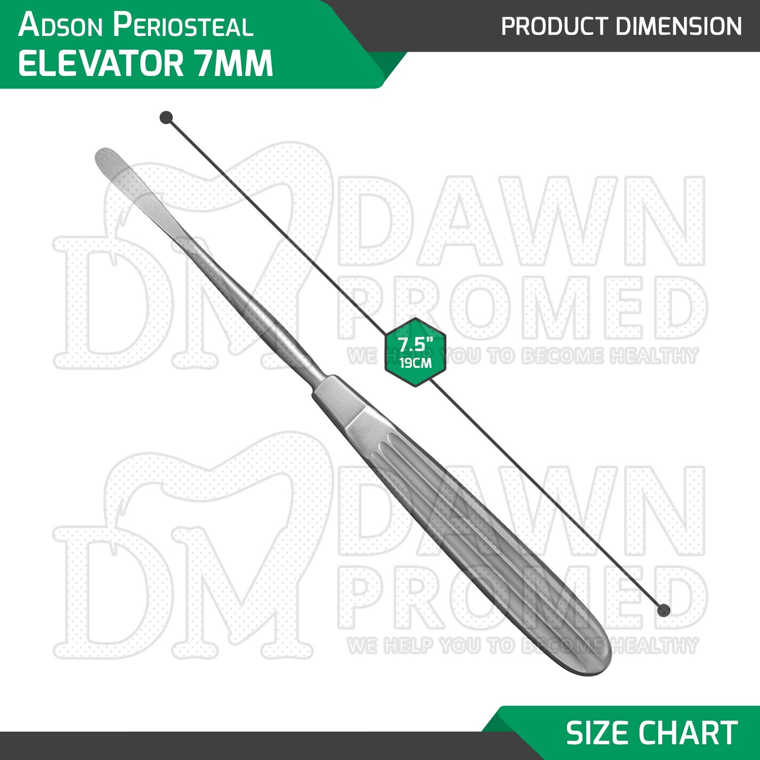Adson Periosteal Elevator 7.5″ Semi-Sharp Curved 7MM Neurosurgical Instruments