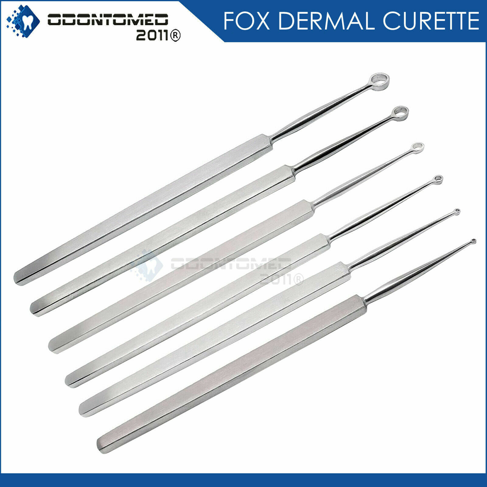 6 Fox Dermal Curette 7mm Surgical Dermatology Instruments