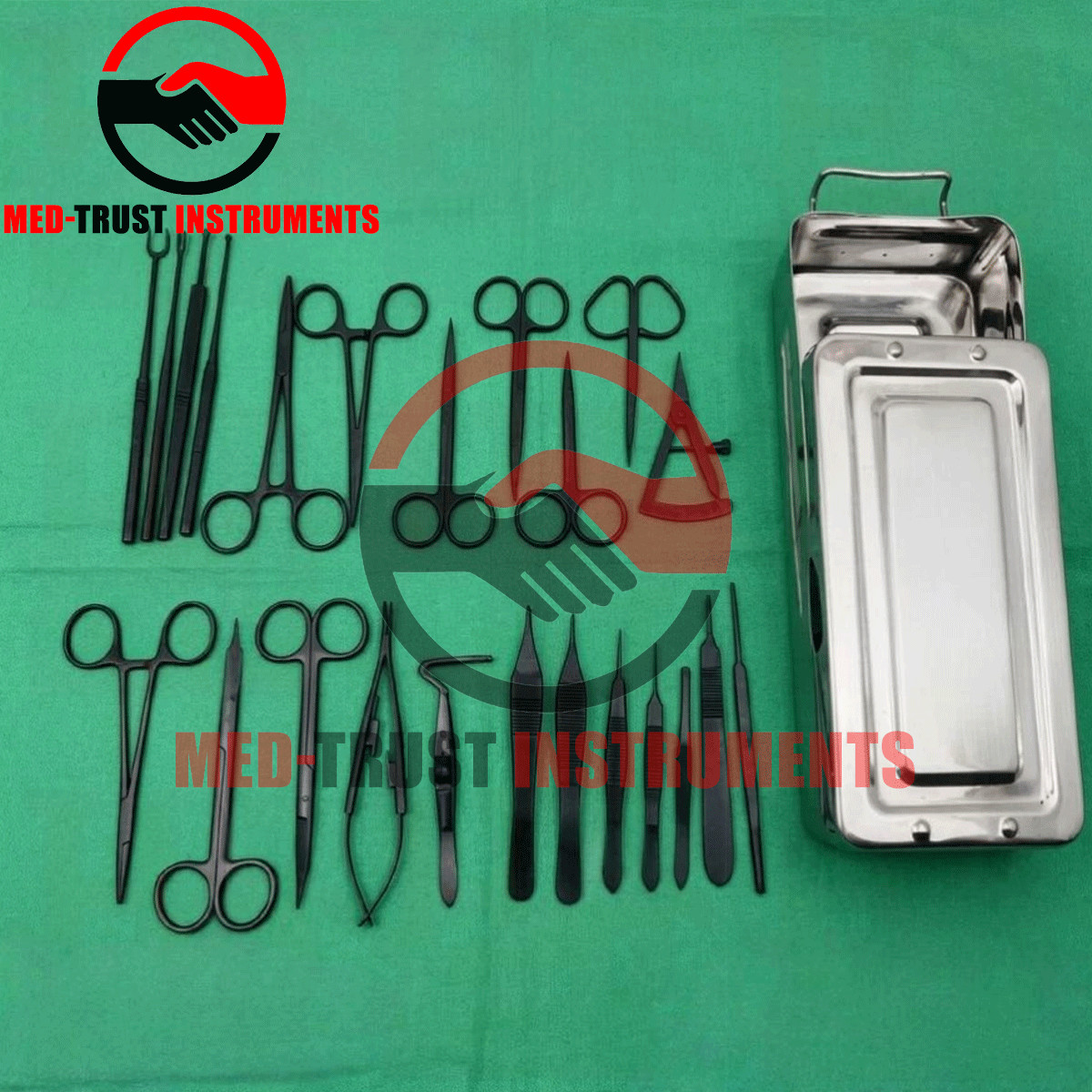 Blepharoplasty Instruments Set – Black | Plastic & Eye Surgery Kit with Box