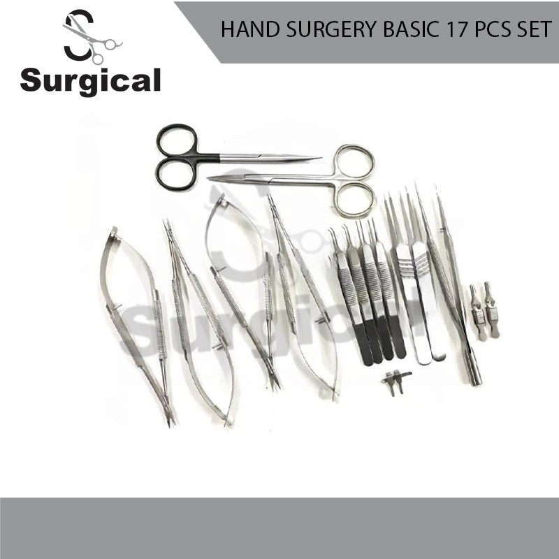 Micro Surgical Instruments Stainless steel Hand Surgery Basic 17 PCS Set