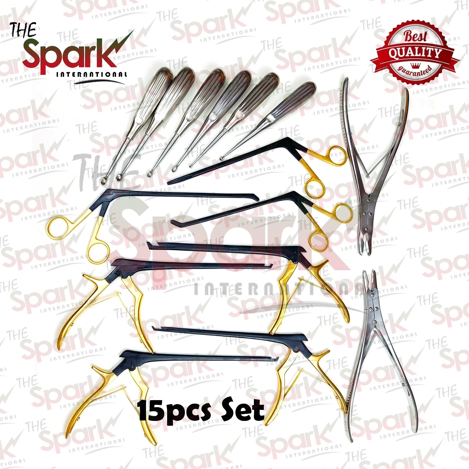 Codman Kerrison Rongeurs Bone Curettes 15 PCs Set Surgical Orthopedic Instrument