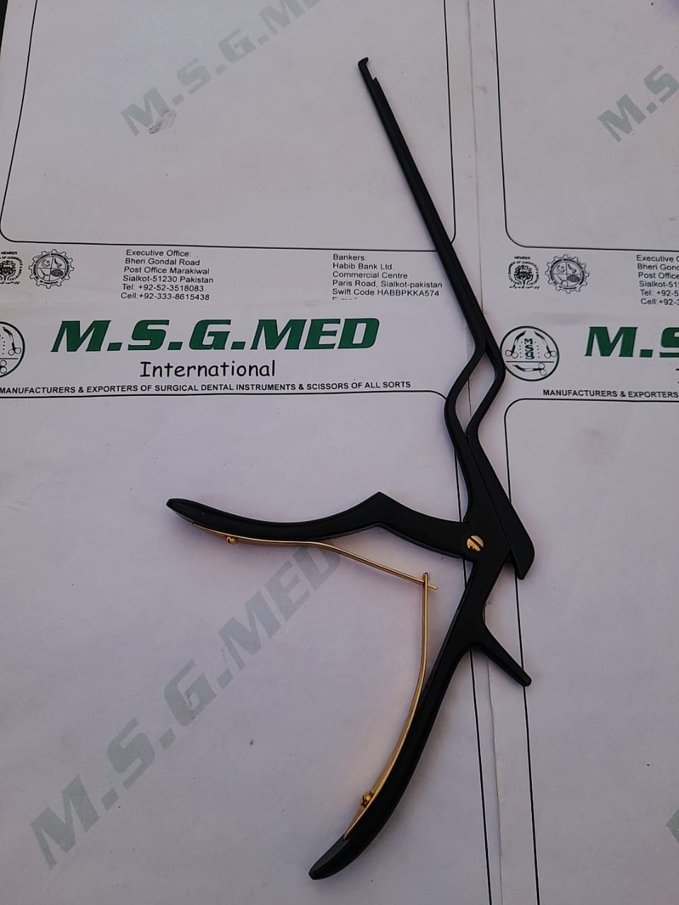 Mercian Orthopedic Bayonet Kerrison Punch UPWARD Jaw Angle 20cm Black Coated