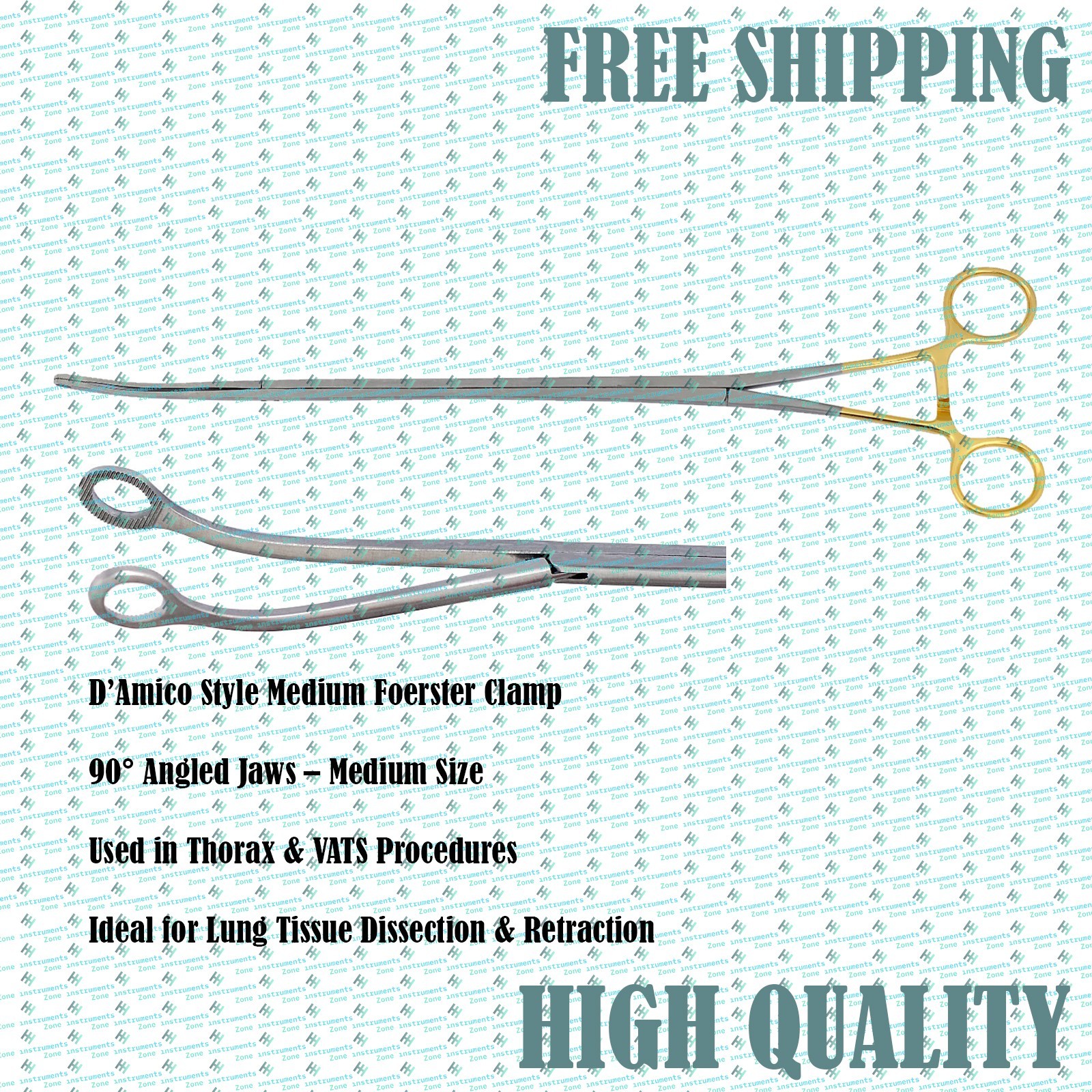 D’Amico Foerster Clamp M | VATS Thorax Surgical Instrument 90° Curved Jaws