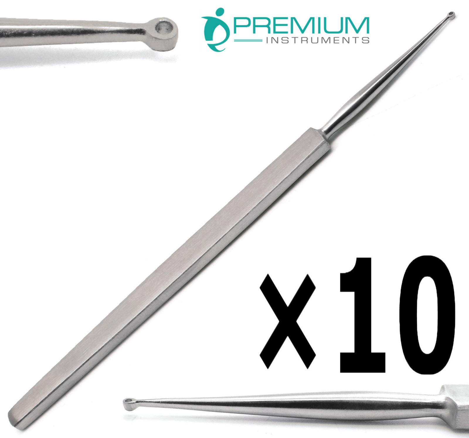 10 Pcs ENT Dermatology Fox Dermal Curettes 1mm Surgical MedicaI 5.5″ Instruments