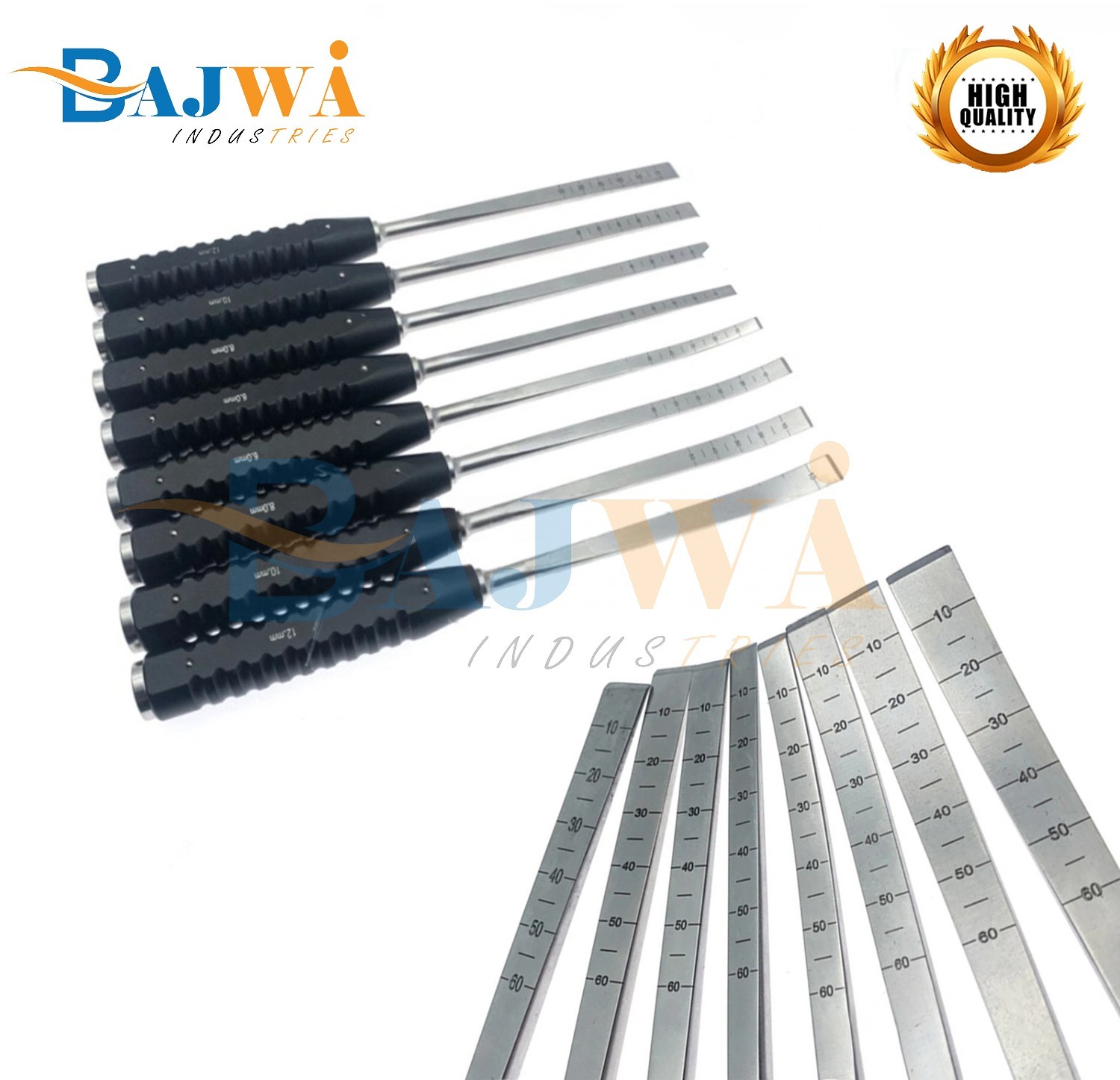 Orthopedics Osteotomes Bone Osteotomes straight curved Veterinary 8 Pcs Set