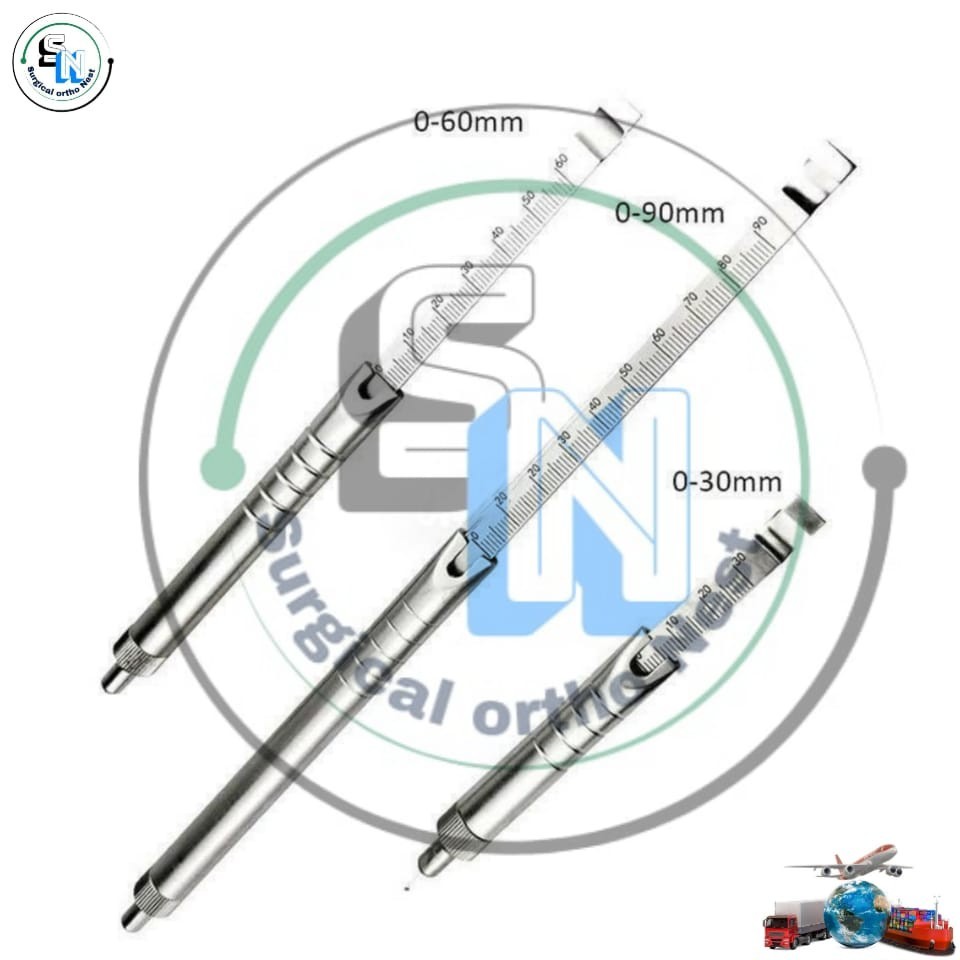 Depth Gauge 0mm to 30mm /60mm/90mm stainles steel orthopedics Instruments