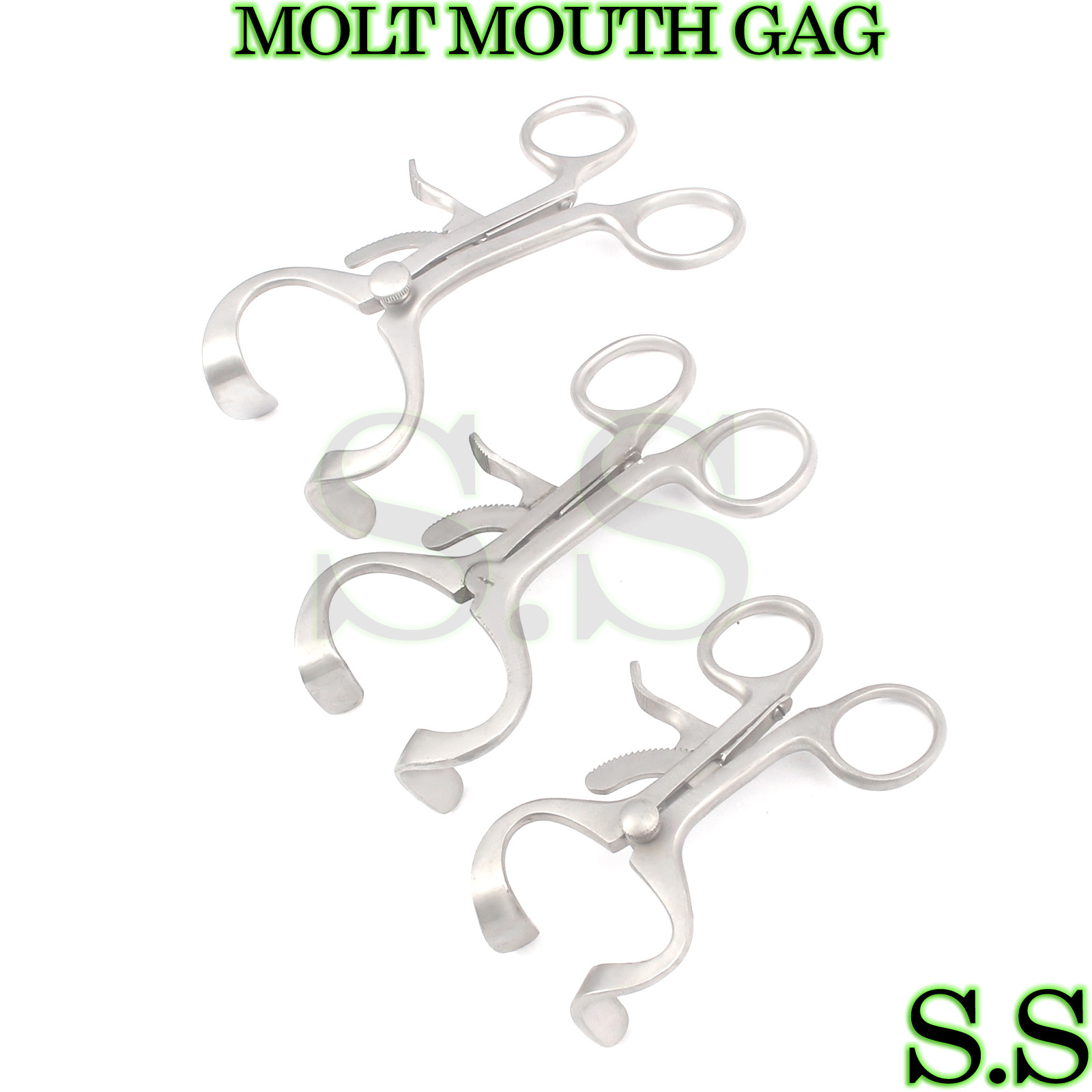 3 SETS 3 MOLT MOUTH GAG 3.50″ 4.50″ 5.50″ Surgical Dental ANESTHESIA Instrument