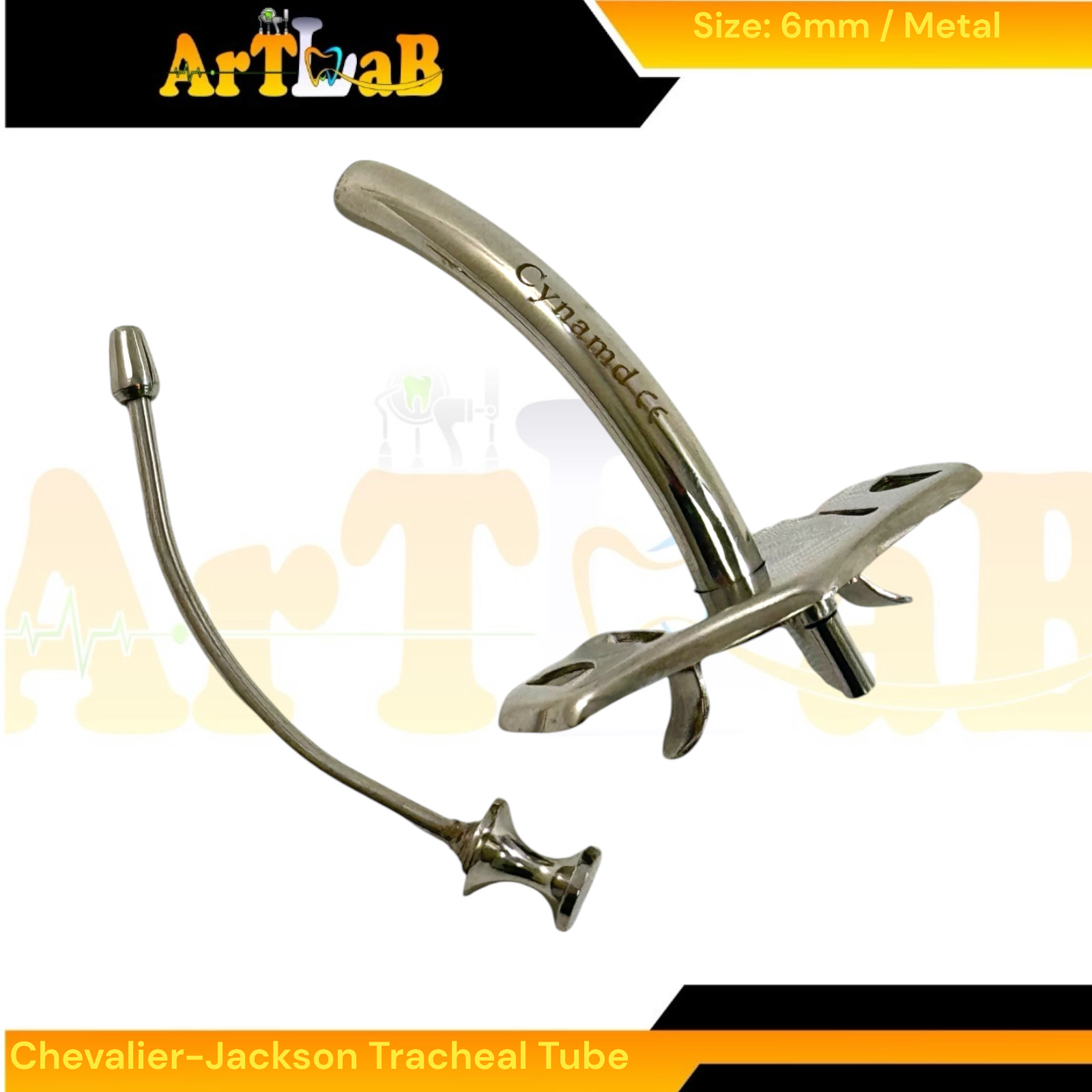 Tracheotomy Obturator and Tracheal Tube Set – Size 6mm – Metal ENT Tools