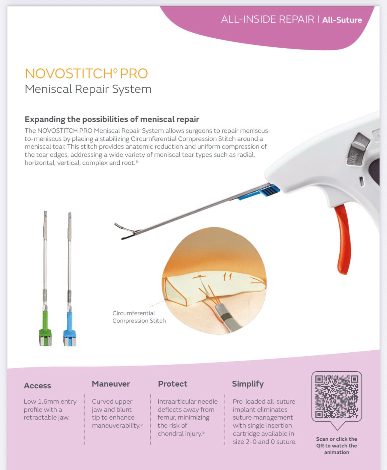 S&N All-Inside Meniscal Repair Solutions (Fast-Fix, NOVOSTITCH or Others…) 1Pcs