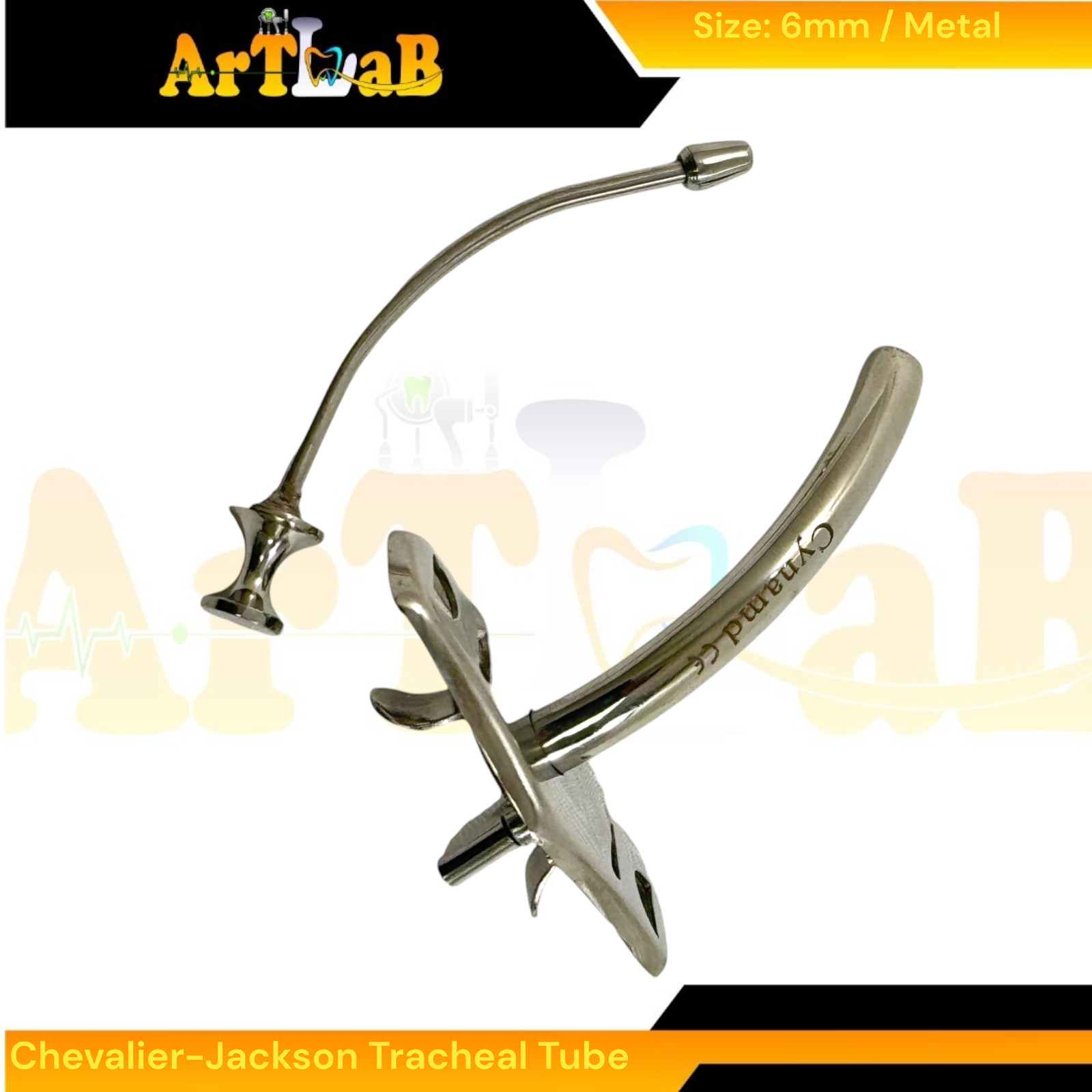 Tracheotomy Obturator and Tracheal Tube Set – Size 6mm – Metal ENT Tools