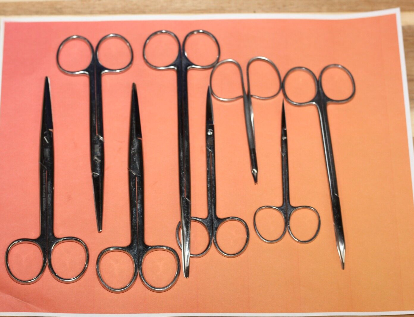 Assorted lot of 8 V. Mueller Dissecting Scissors Beveled Curved-Straighed