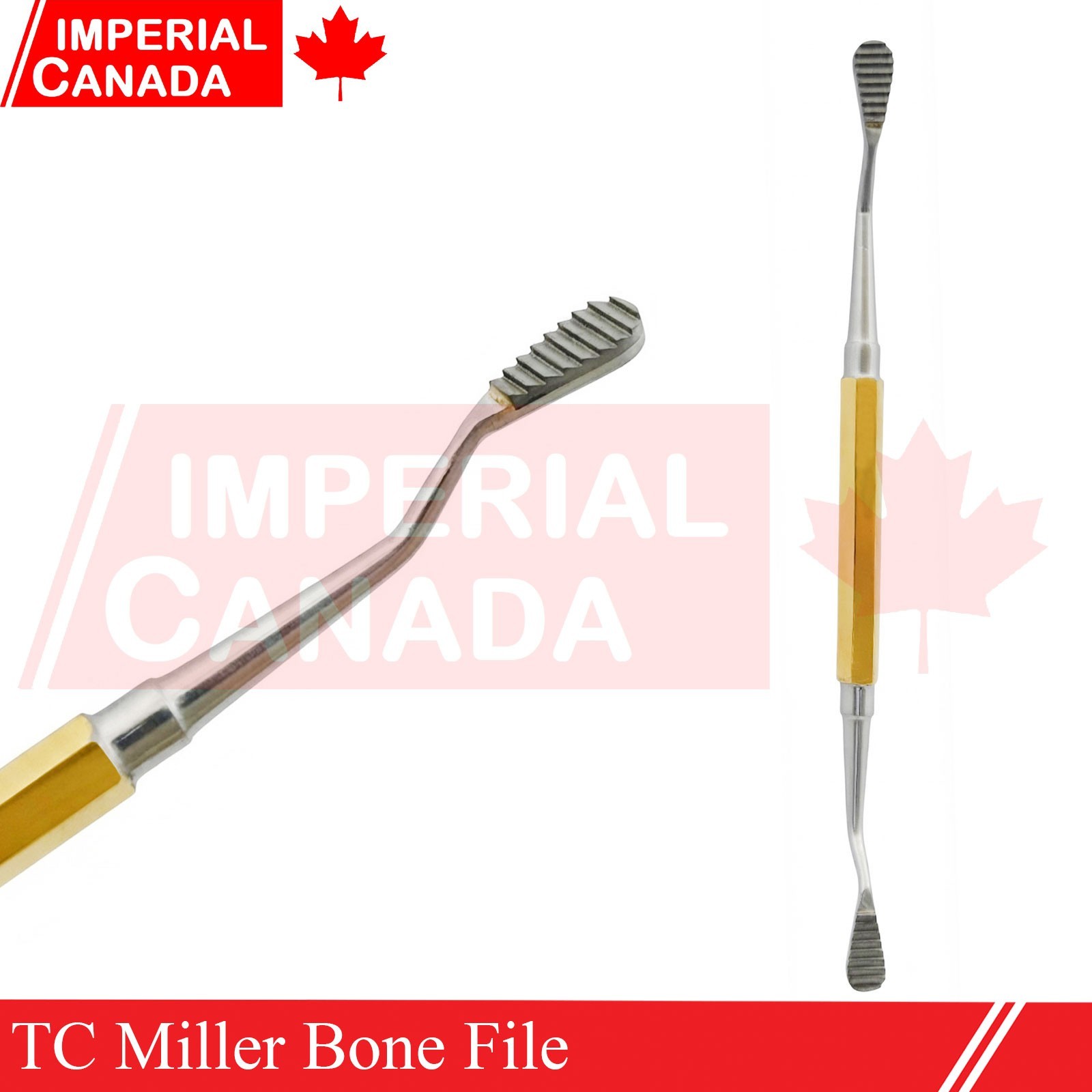 TC Miller Bone File 18cm Gold Plated Handle Double-Ended Orthopedics KLP4920