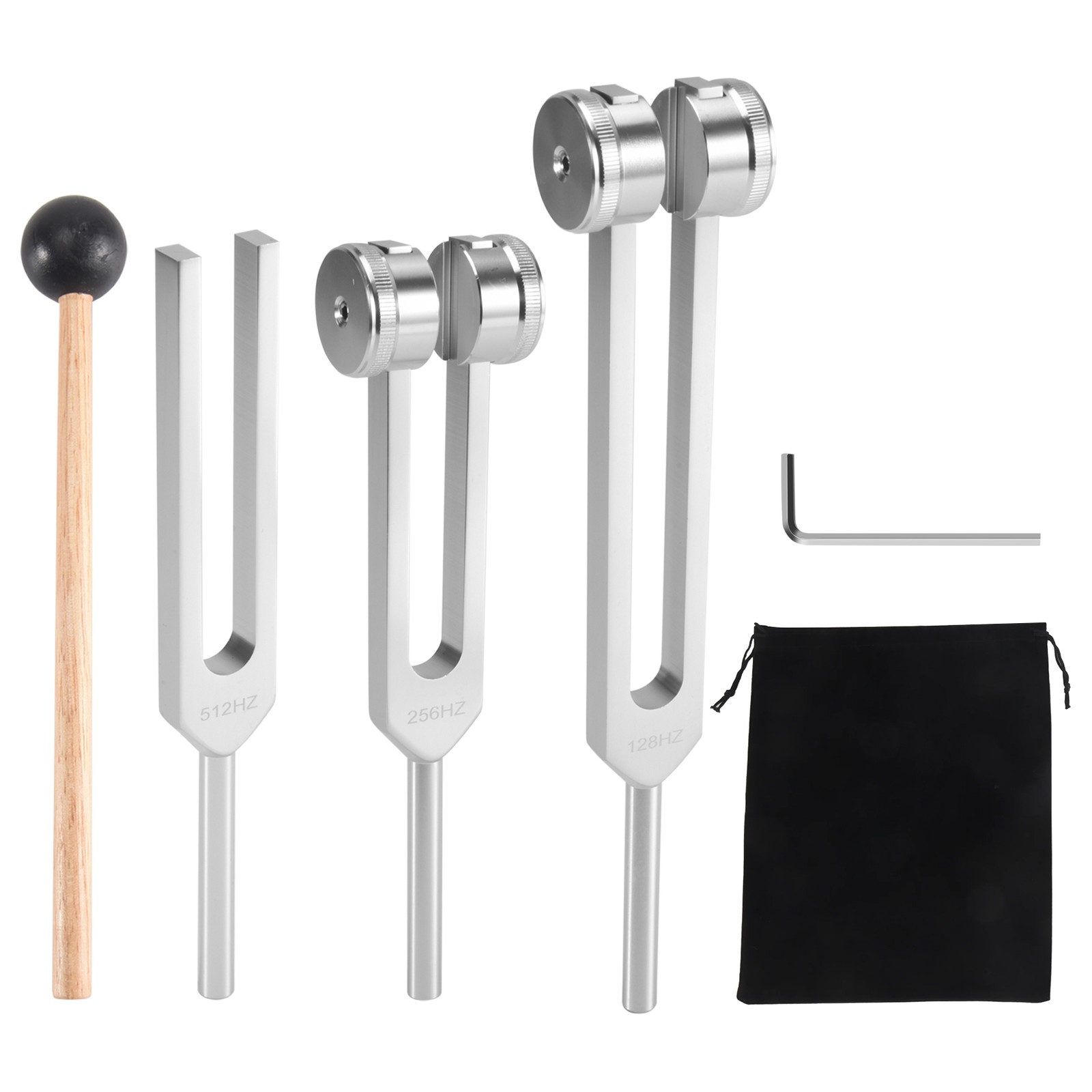 (128Hz, 256Hz, 512Hz)Tuning Fork Set, Tuning Forks with Reflex Hammer for1186