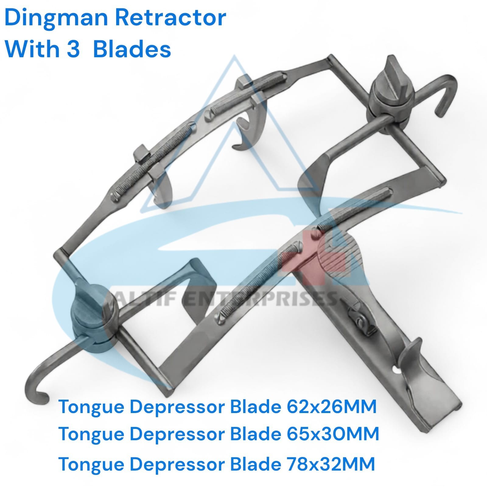 Dingman Mouth Gag Retractor Complete Set With 3 Blades German Stainless