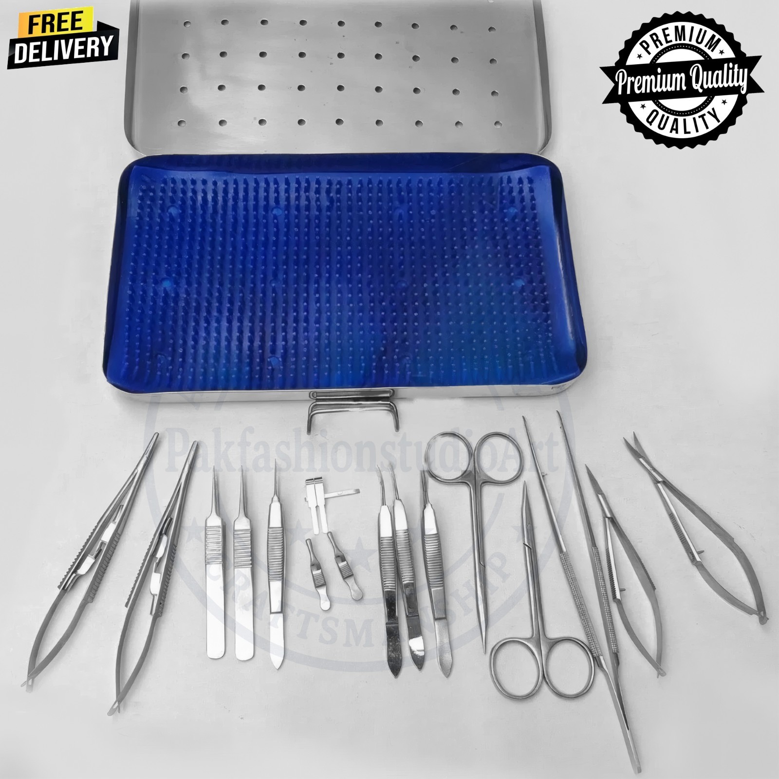Micro Hand Surgery Instruments Kit Microvascular Clamp Surgical Suture Kit 17Pcs