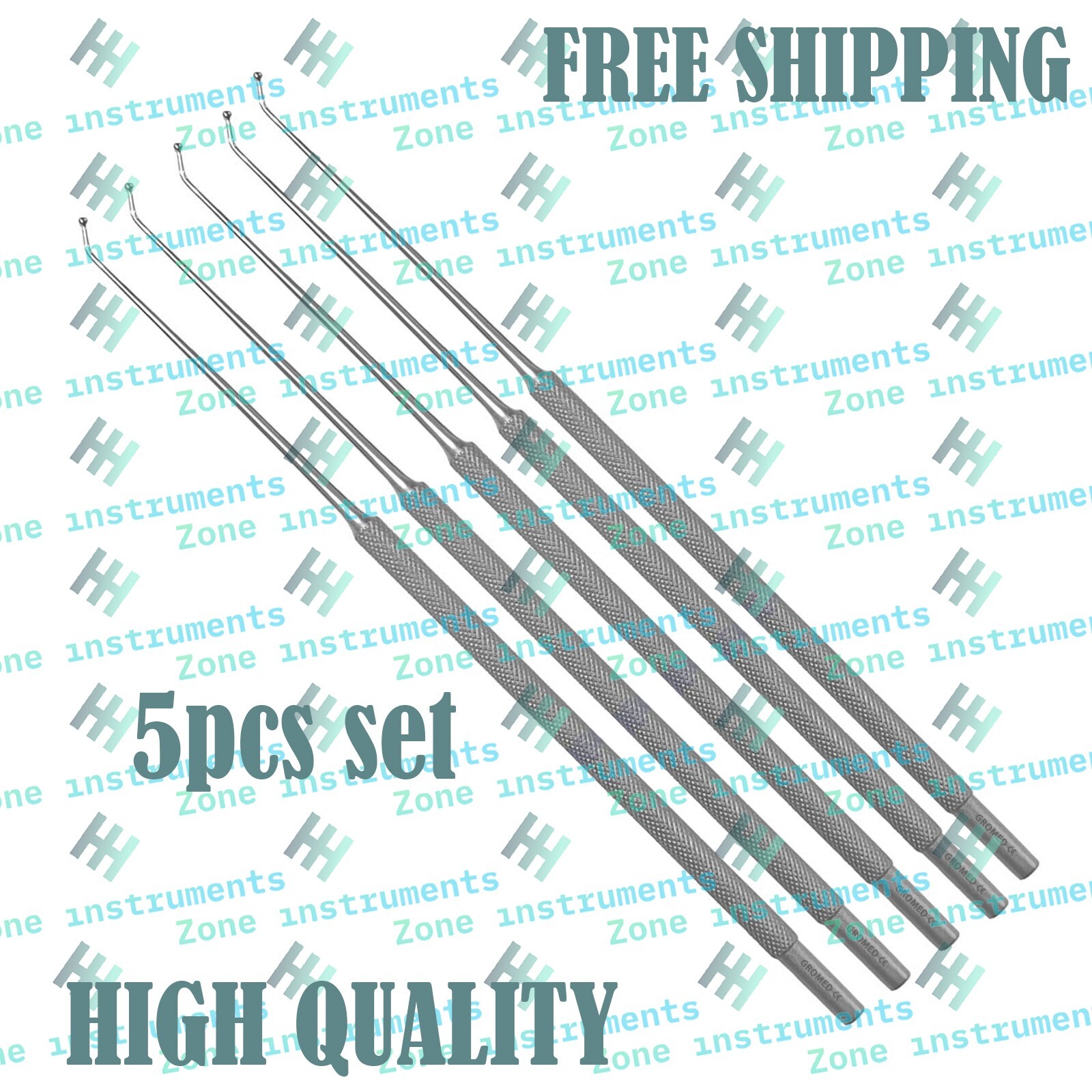 Micro Antrum Ball Probe 45° Fine Round Tip ENT Neuro Surgery 6.5” Knurled