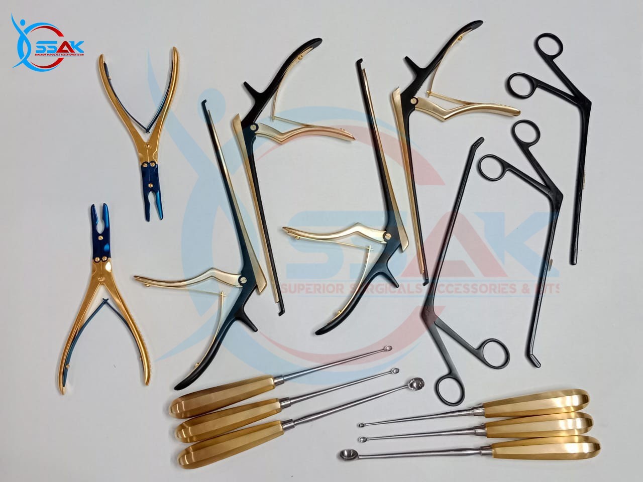 Codman Kerrison Rongeurs Bone Curettes 15 PCs Set Surgical Orthopedic Instrument