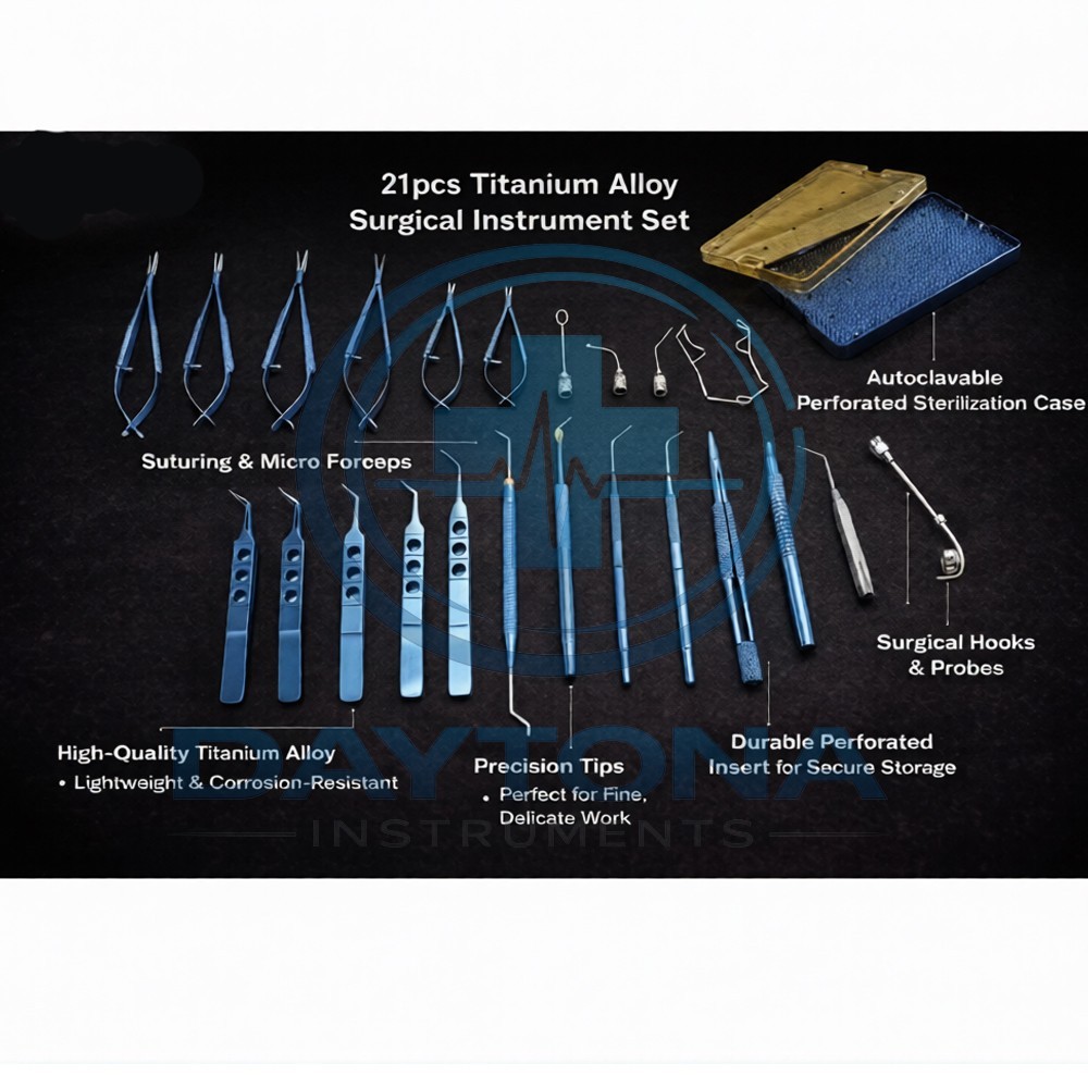 New 21pcs Ophthalmic Cataract Micro Surgery Surgical Instruments with cassette