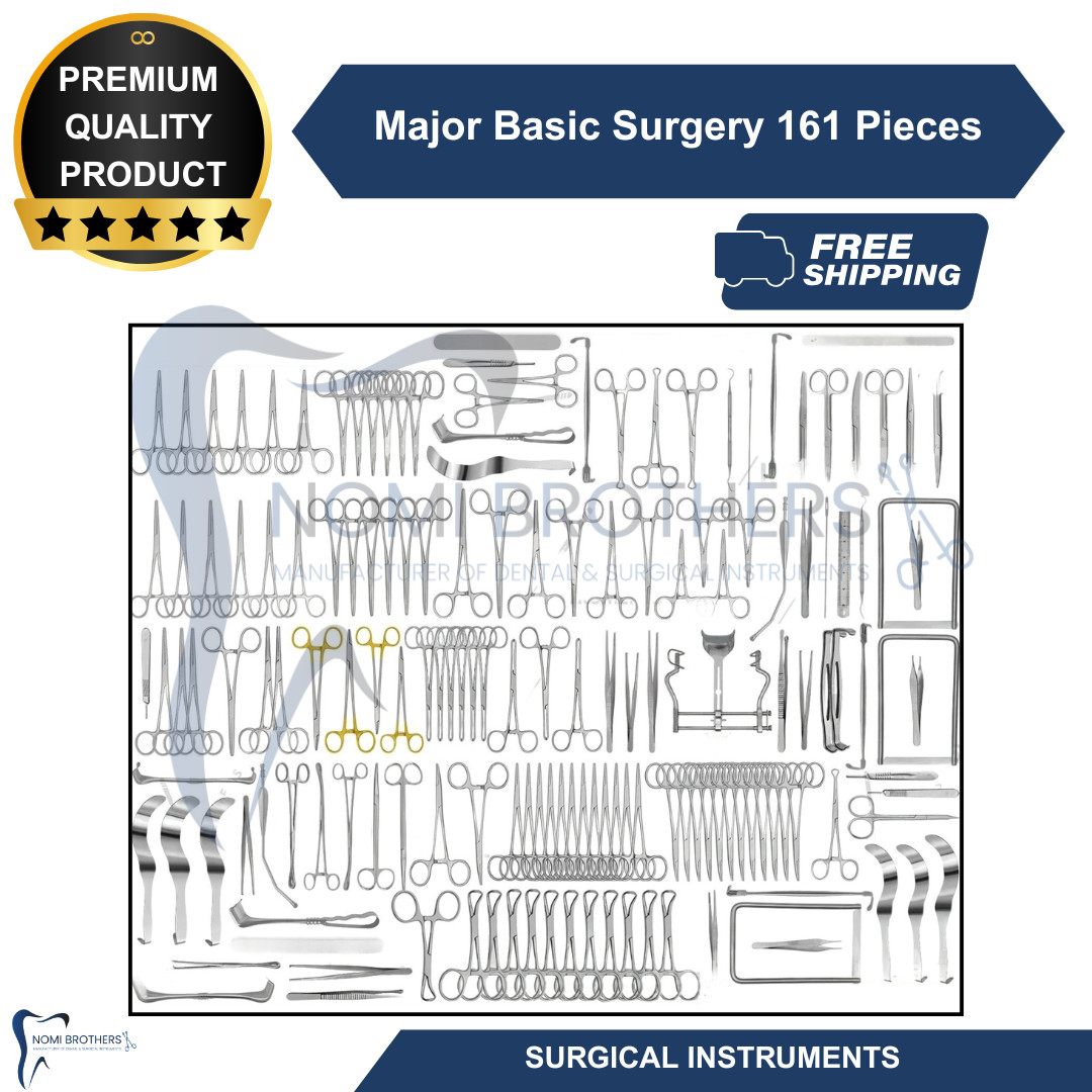 161 Pcs Major Basic Surgery Set Surgical Instruments Kit German Grade CE