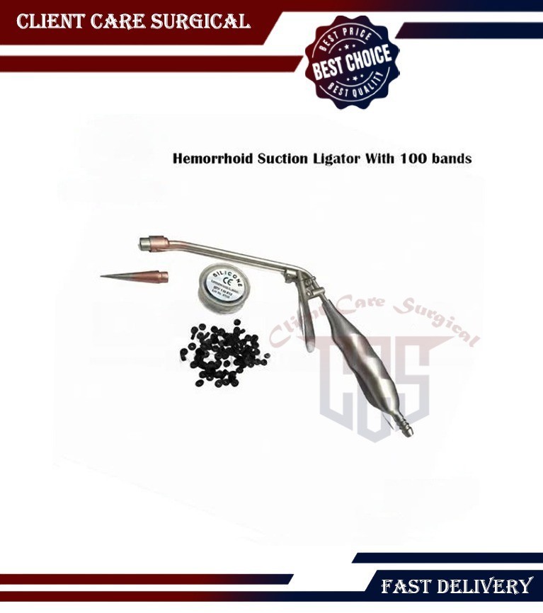 Hemorrhoid suction Ligator With 100 bands Surgical Instruments Set High Quality