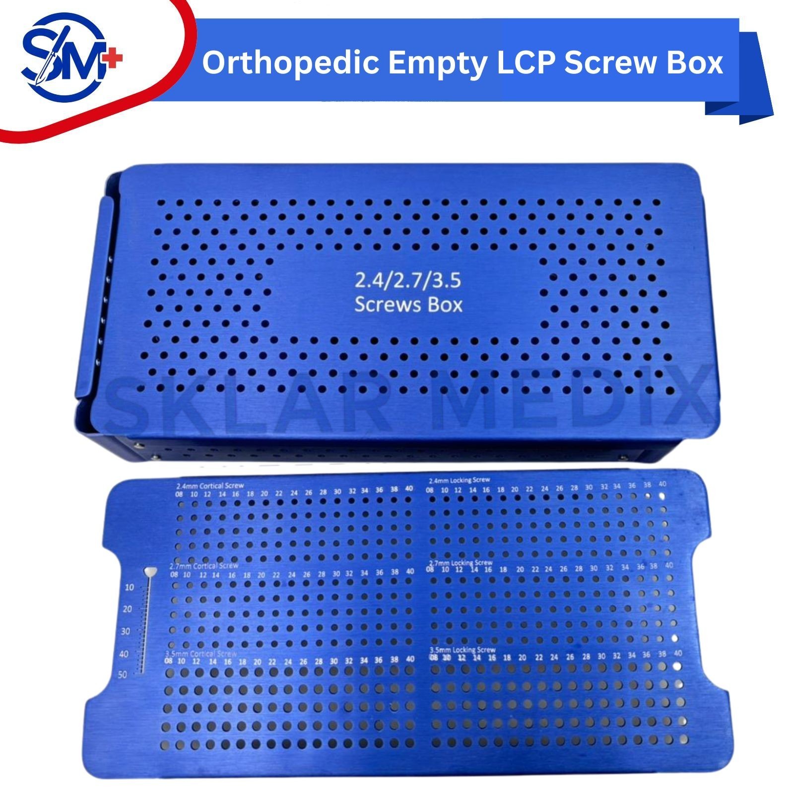 Orthopedic Empty LCP Screw Box for 2.4mm, 2.7mm & 3.5mm Screws Box | Aluminum CE