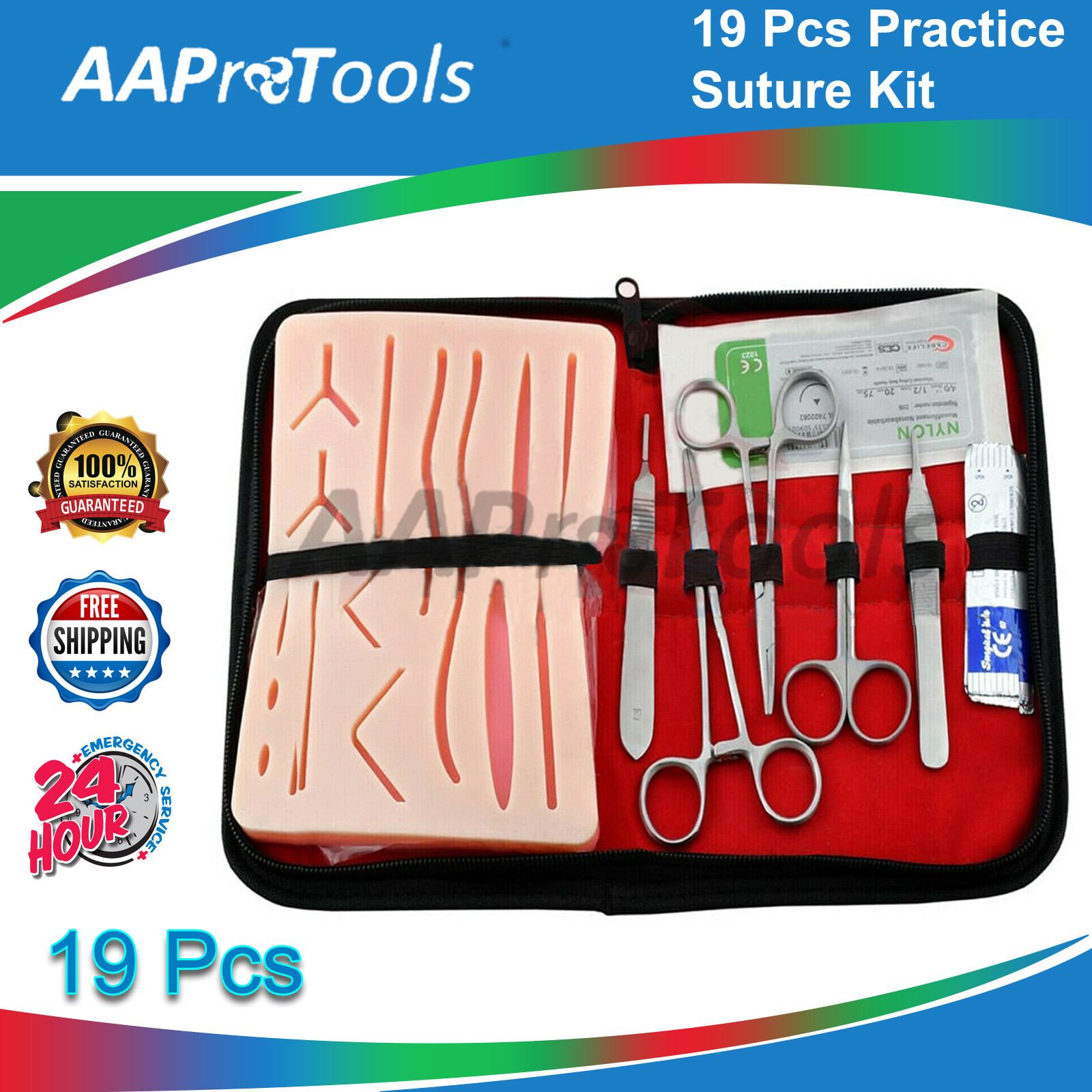 19 PCS PRACTICE SUTURE KIT FOR MEDICAL AND VETERINARY STUDENT TRAINING DS-1348