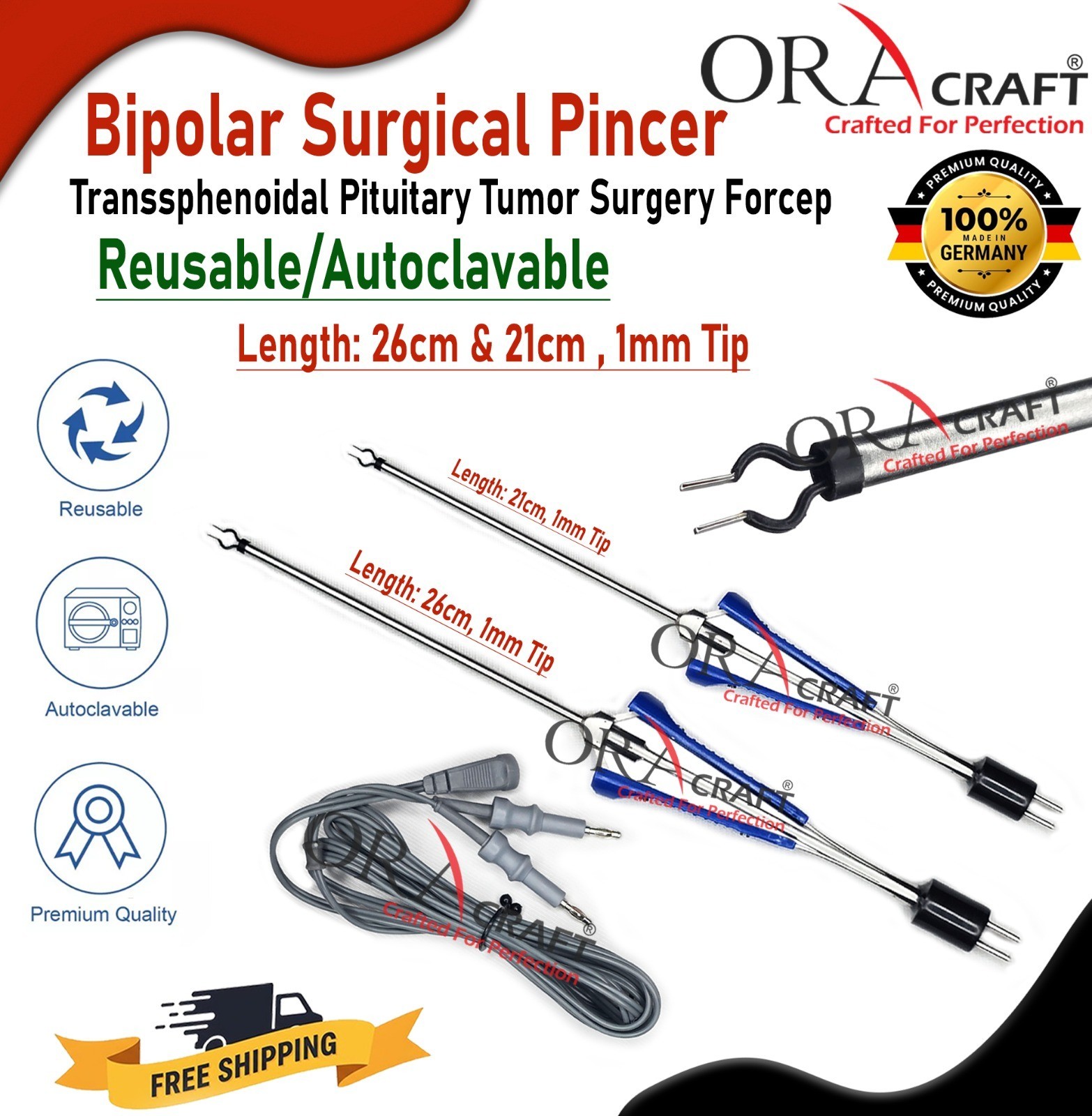 Bipolar Surgical Pincer Transsphenoidal Pituitary Tumor Surgery Forcep & Cable