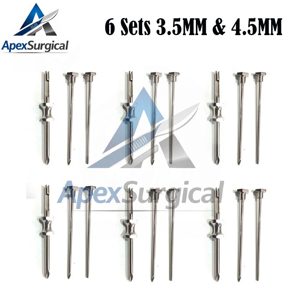6 Sets HRT Trocar 3.5 mm and 4.5mm Hormone Replacement Pellet Insertion Kit