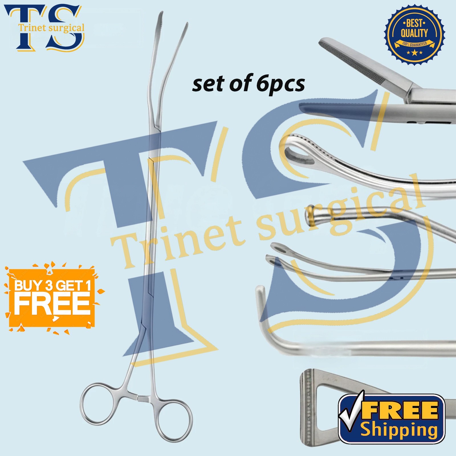 6 Pcs VATS Thorax Surgical Instrument Set | Thoracic Surgery Instruments