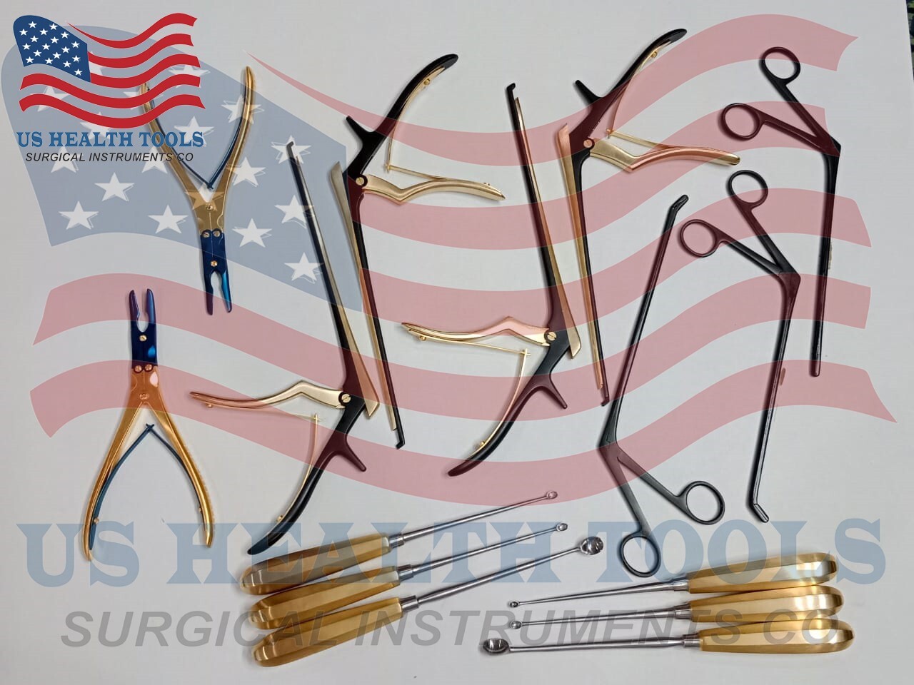Codman Kerrison Rongeurs Bone Curettes 15 PCs Set Surgical Orthopedic Instrument