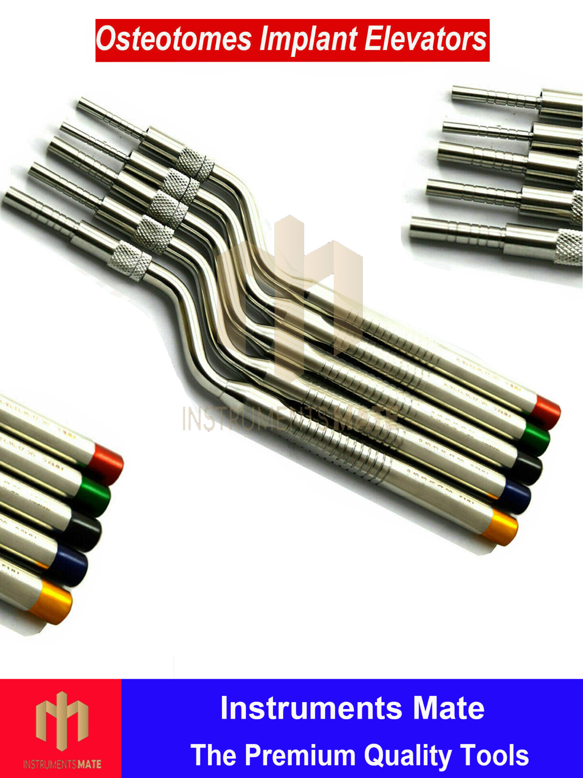 Osteotomes Set of 10 Offset Straight Concave Implant Sinus Lift Bone Tip Ortho