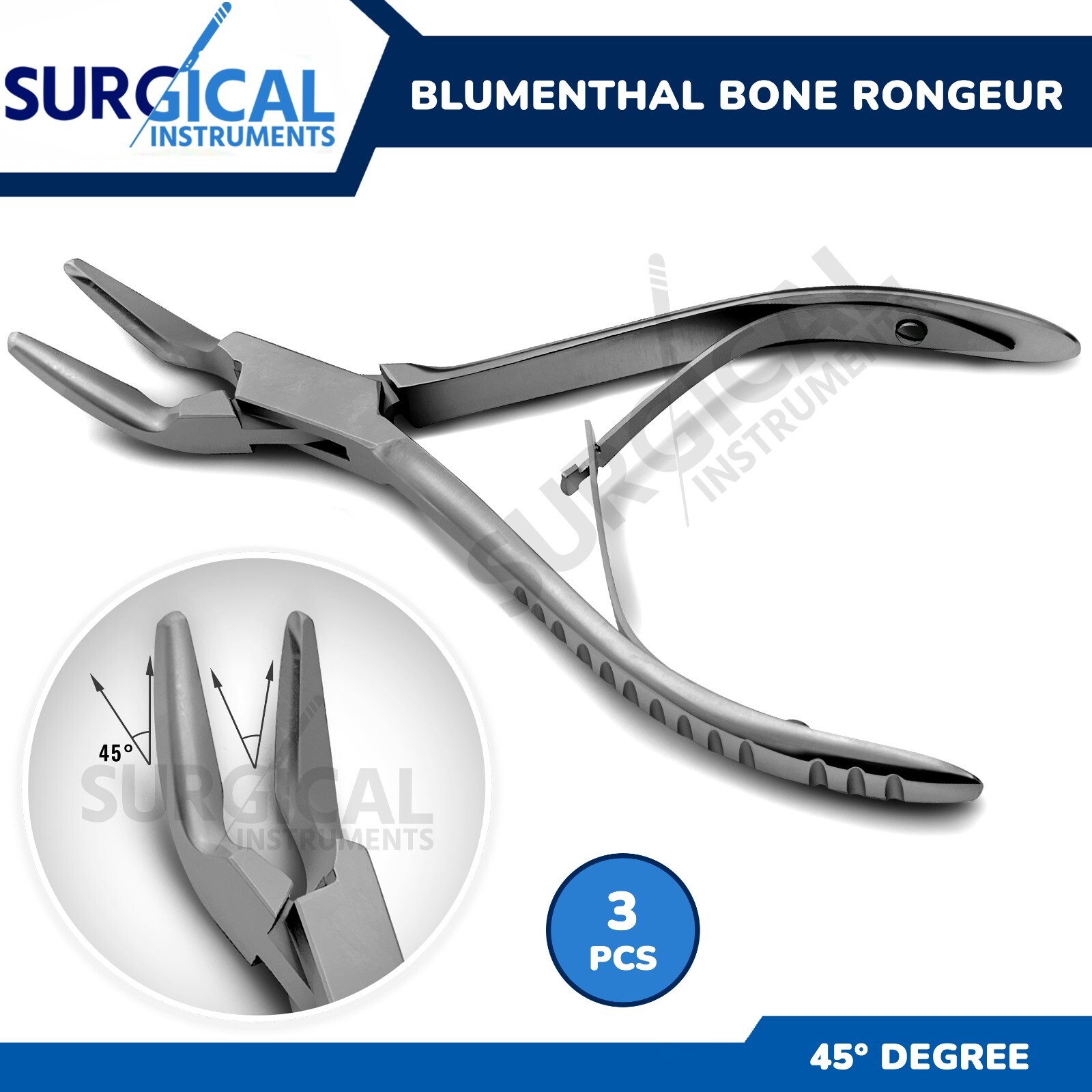 3 Pcs Of Blumenthal Bone Rongeur 45 Degree 6″ Dental Instruments German Grade