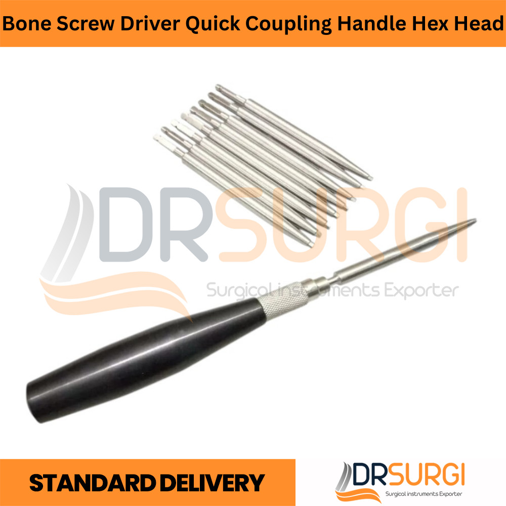 Bone Screw Driver Quick Coupling Handle Hex Head Orthopedic Instruments 9 Pcs