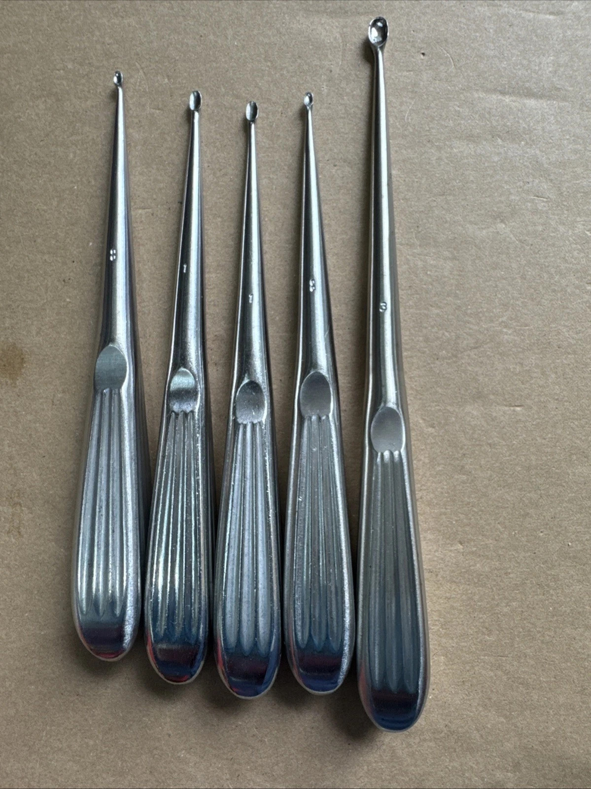 Brun Oval Cup Curette Surgical Orthopedic Instrument Stainless Steel Set of 5