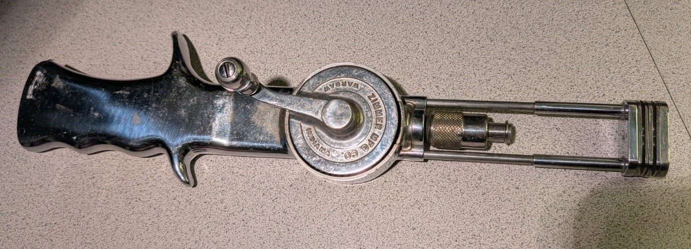 Zimmer Mfg. Co Warsaw Indiana Chrome Surgical Hand Crank Bone Drill