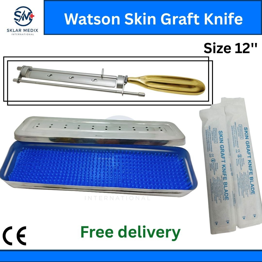 Watson Skin Graft Knife Handle Dermatome Instrument + free 5 blades steel CaseCE